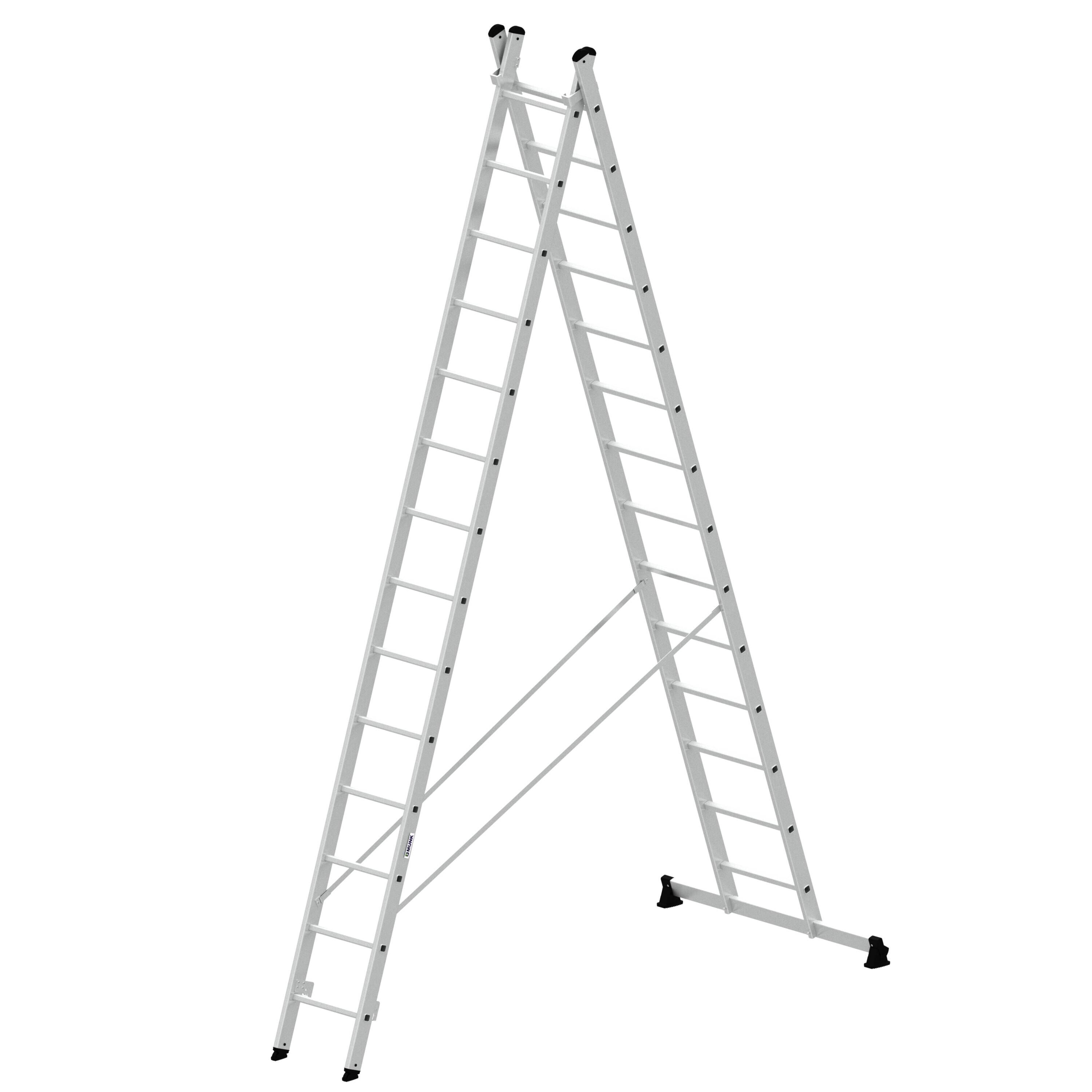 Sprossen-Mehrzweckleiter 2-teilig mit nivello®-Traverse 2x14 Sprossen