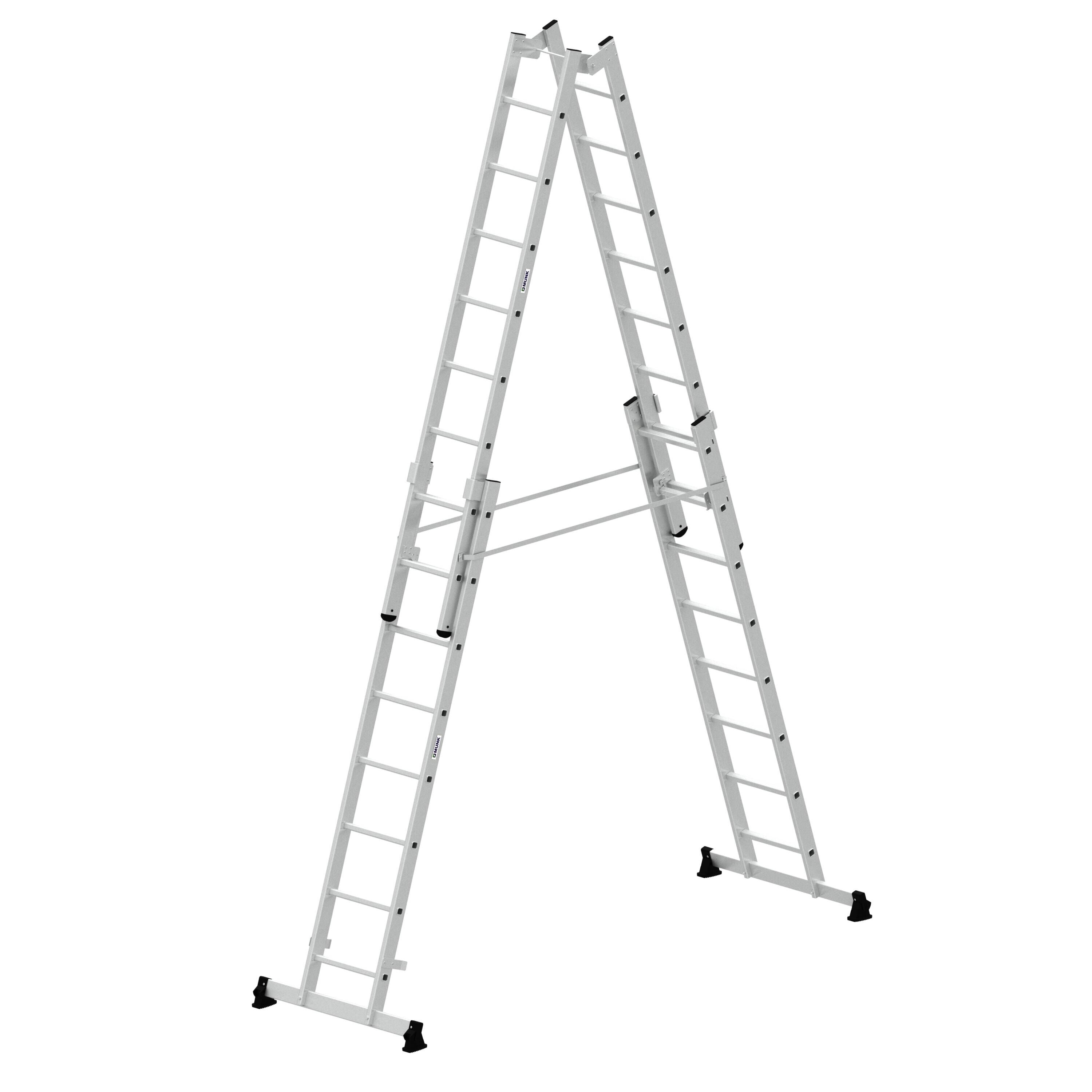 Sprossen-Stehleiter 4-teilig mit nivello®-Traverse 4x8 Sprossen