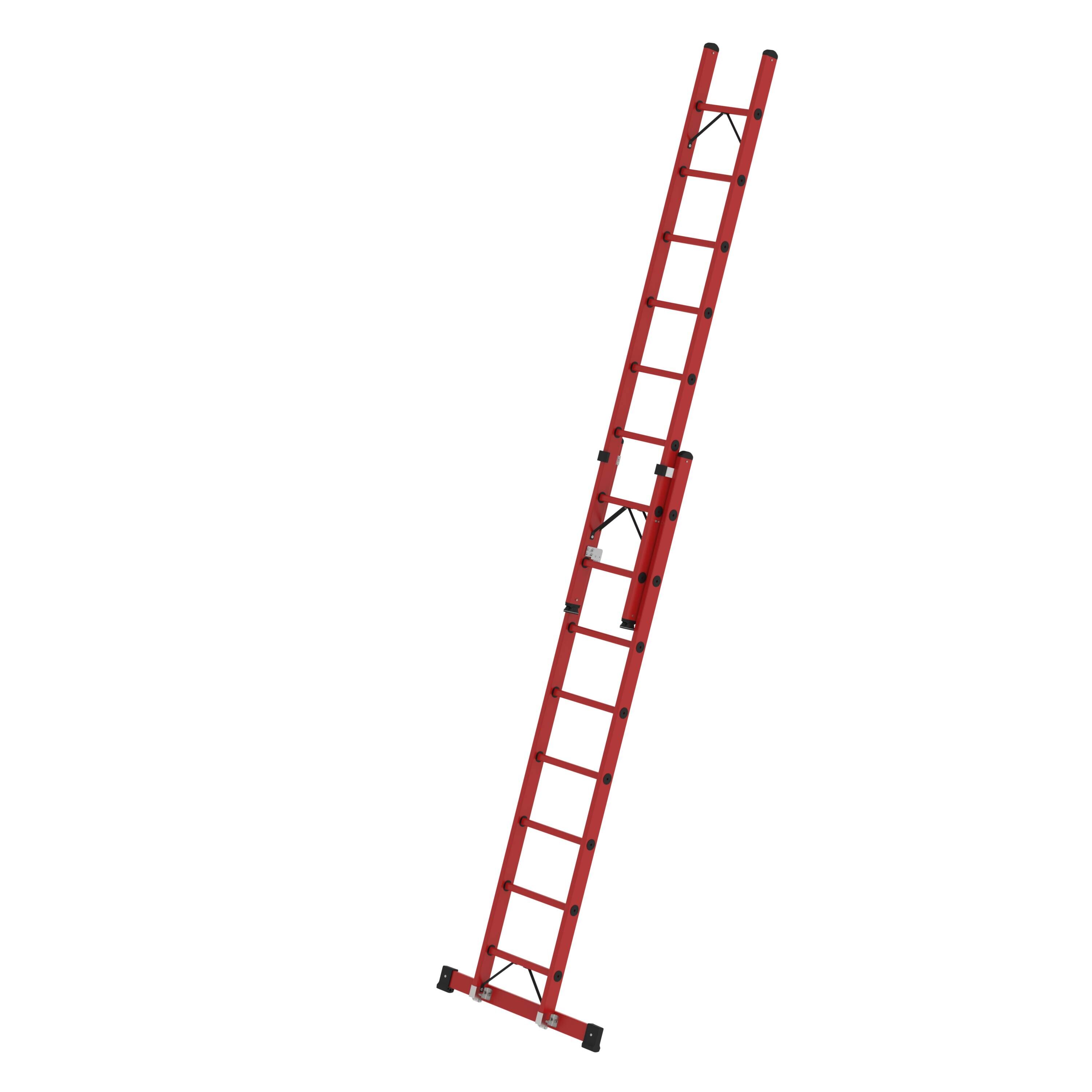 Sprossen-Schiebeleiter 2-teilig GFK mit Standard-Traverse 2x8 Sprossen