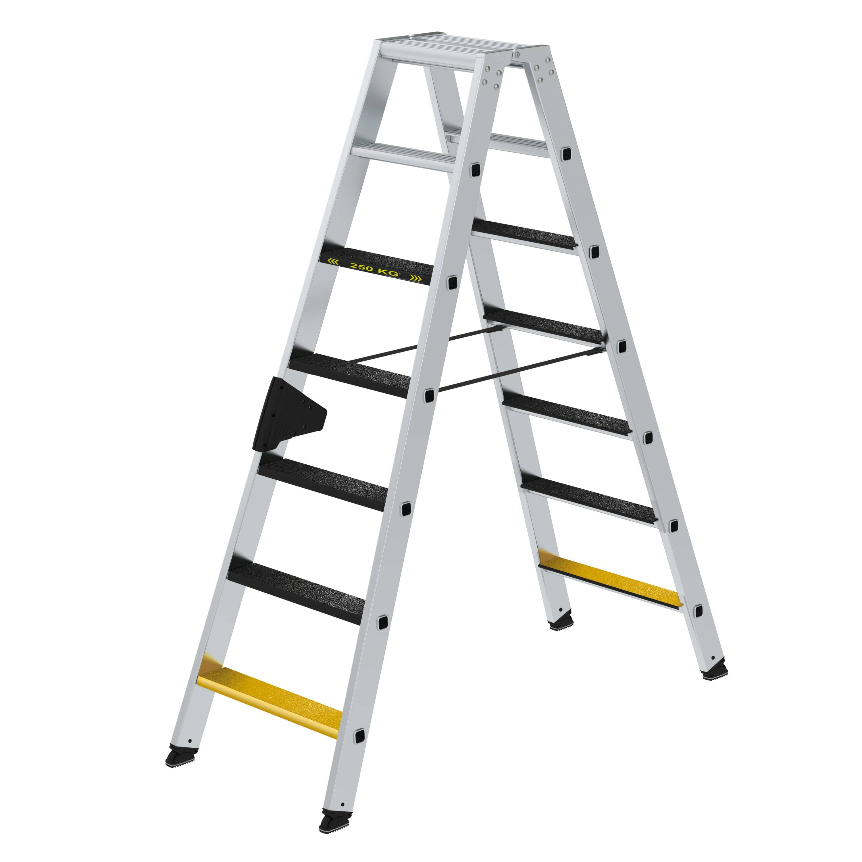 Stufen-Stehleiter 250 kg beidseitig begehbar mit clip-step R13 2x7 Stufen