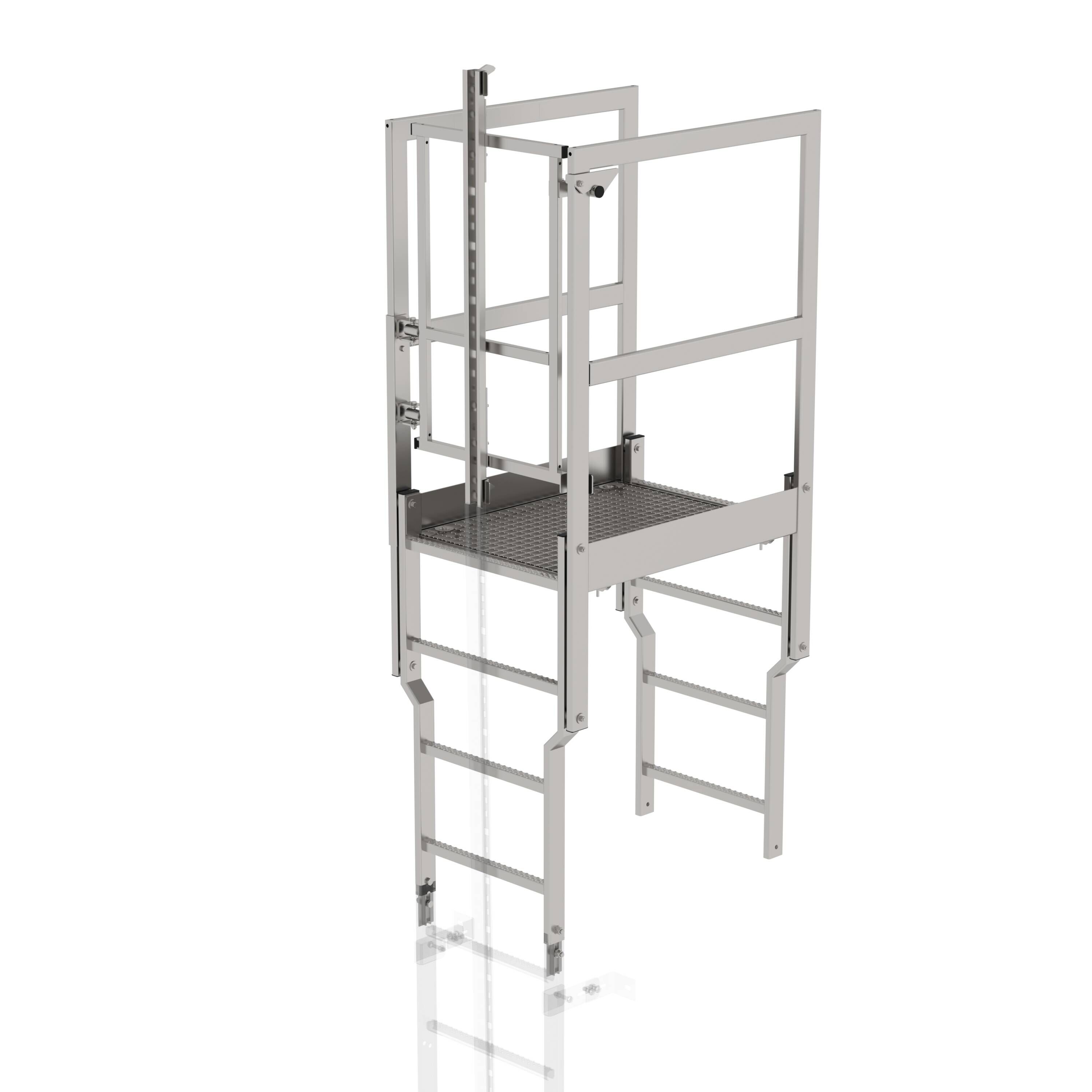 Attika-Überstieg mit Sicherungstüre und Steigschutzschiene Edelstahl