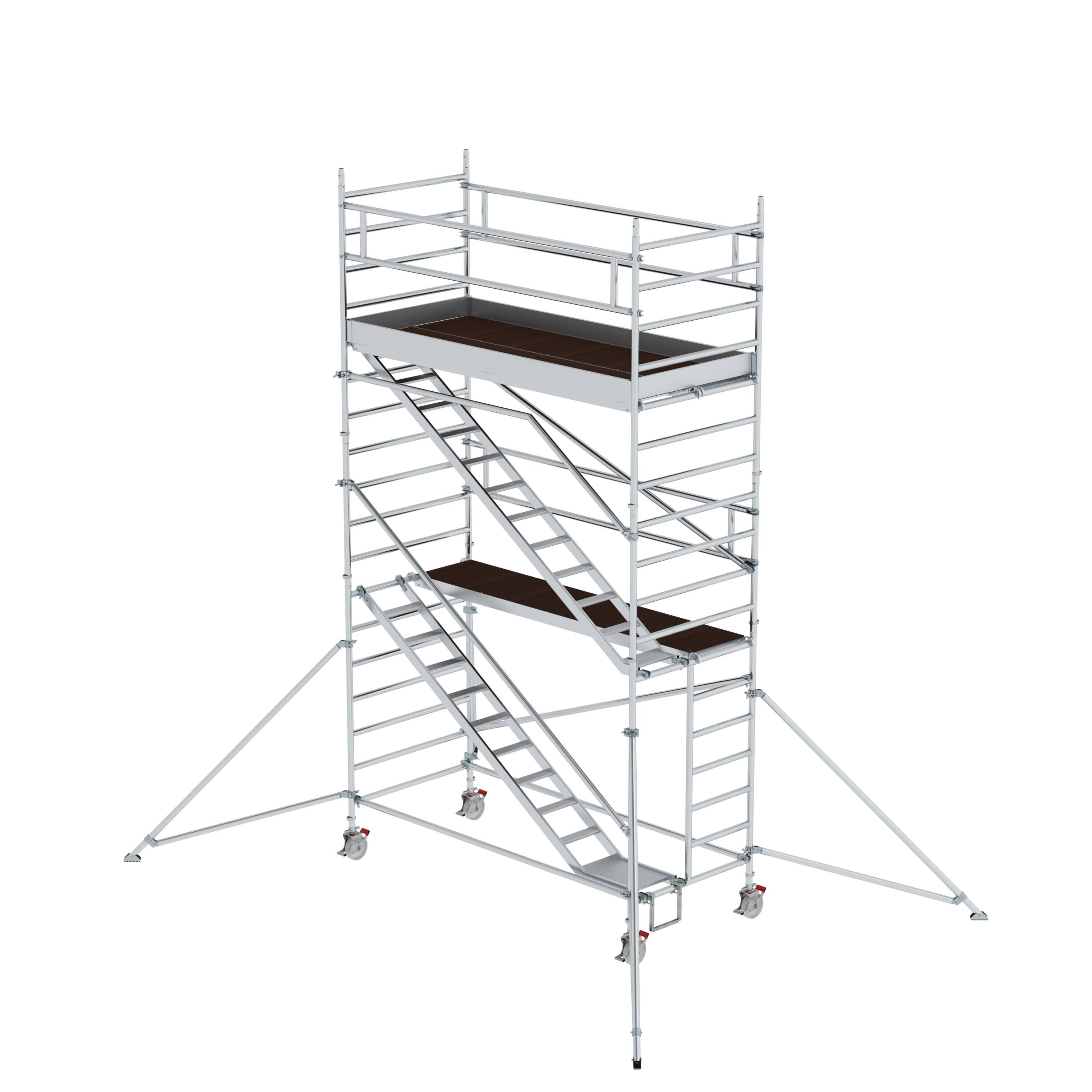 MUNK1672201775761156bobbie Rollgerüst 1,35 x 3,0 m mit Schrägaufstiegen & Ausleger Plattformhöhe 4,35 m