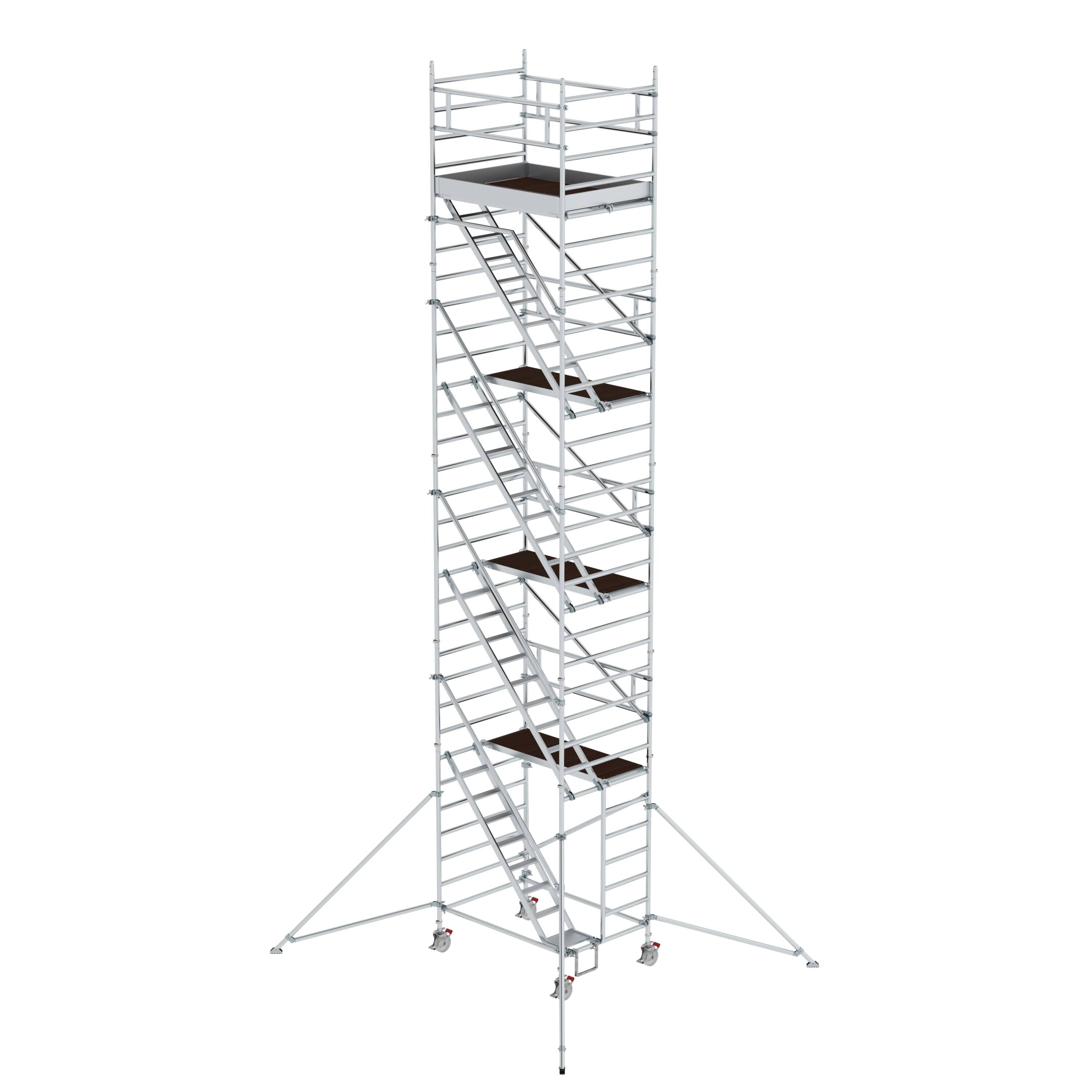 MUNK1674001775761158bobbie Rollgerüst 1,35 x 1,80 m mit Schrägaufstiegen & Ausleger Plattformhöhe 8,35 m