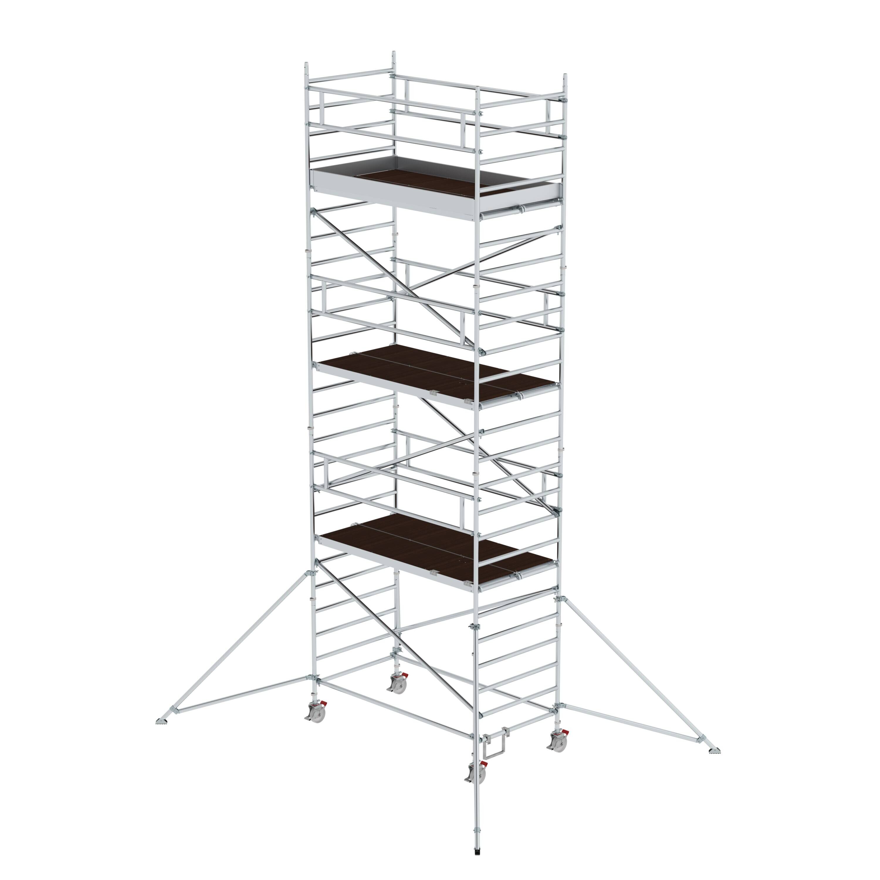Rollgerüst 1,35 x 2,45 m mit Ausleger & Doppel-Plattform Plattformhöhe 6,35 m