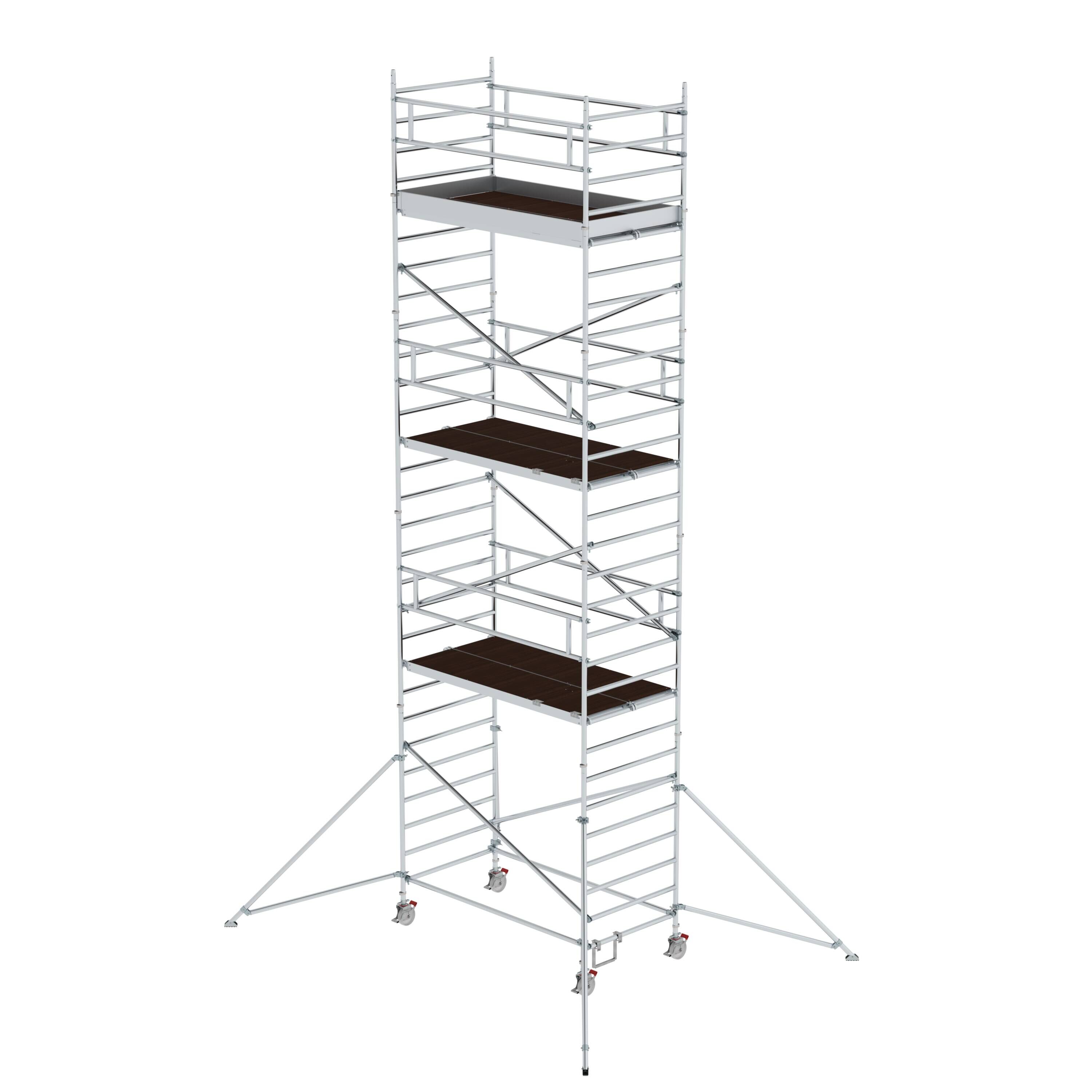 Rollgerüst 1,35 x 2,45 m mit Ausleger & Doppel-Plattform Plattformhöhe 7,35 m