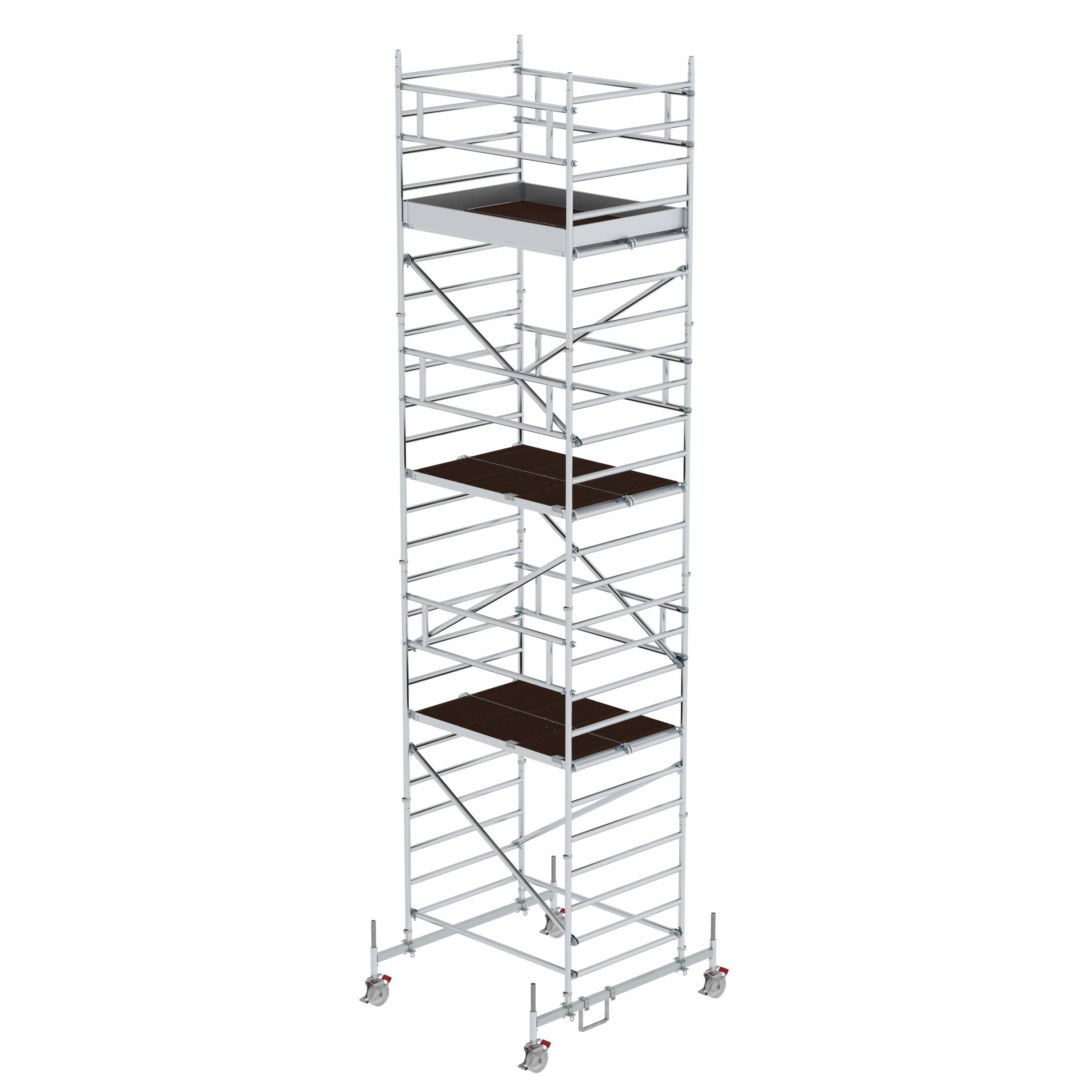 Rollgerüst 1,35 x 1,80 m mit Fahrbalken & Doppel-Plattform Plattformhöhe 6,45 m