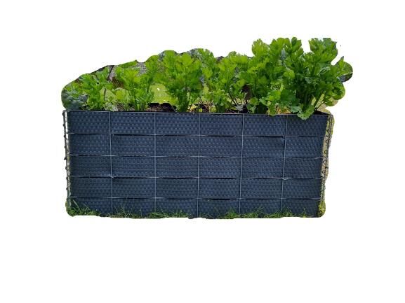 Begrünte Gabione mit Vlies & Sichtschutzstreifen 80 cm x 40 cm x 30 cm (L x H x T), Maschenweite 10 cm x 10 cm, Spirale