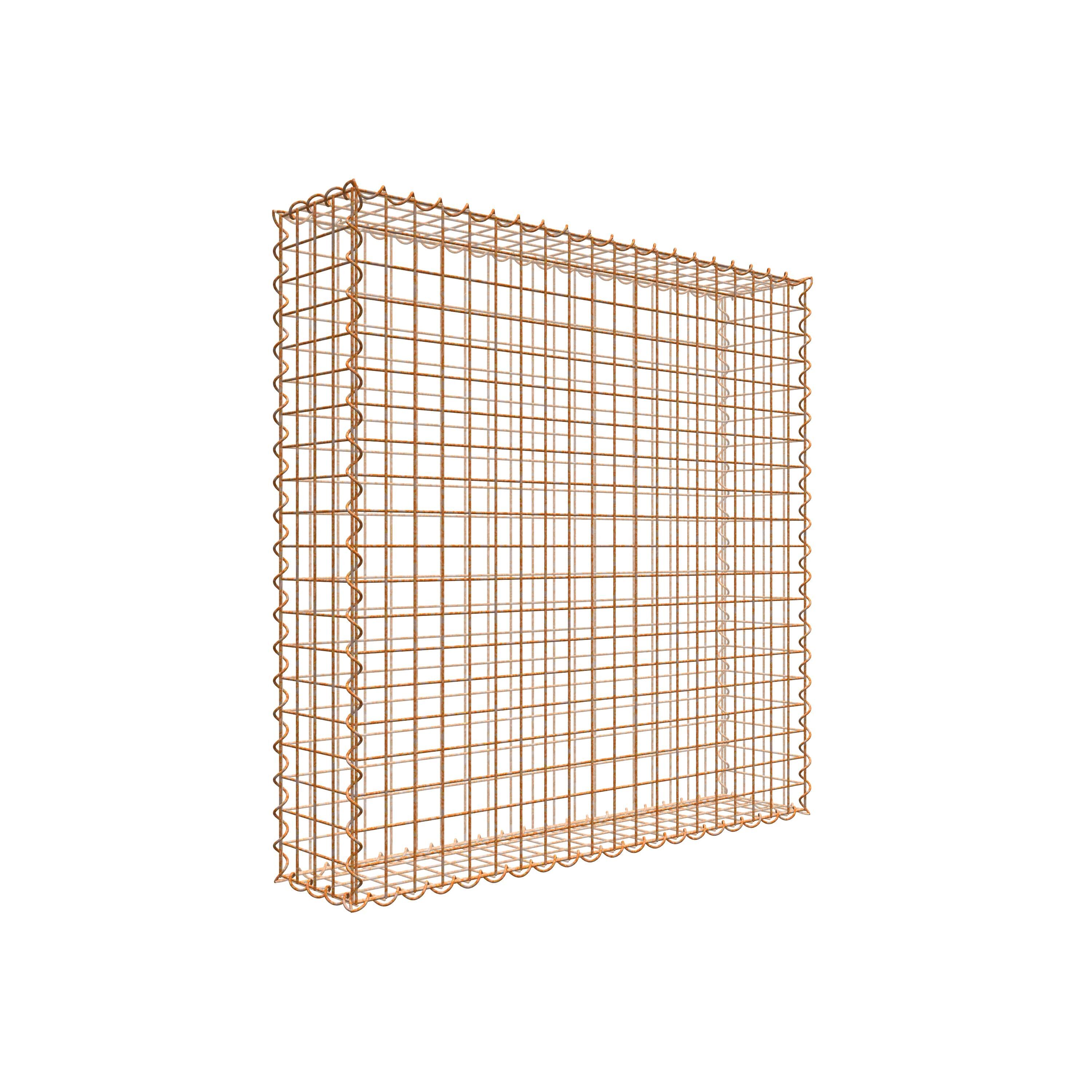 Rostige Gabione 100 cm x 100 cm x 20 cm (L x H x T), Maschenweite 5 cm x 5 cm, Spirale