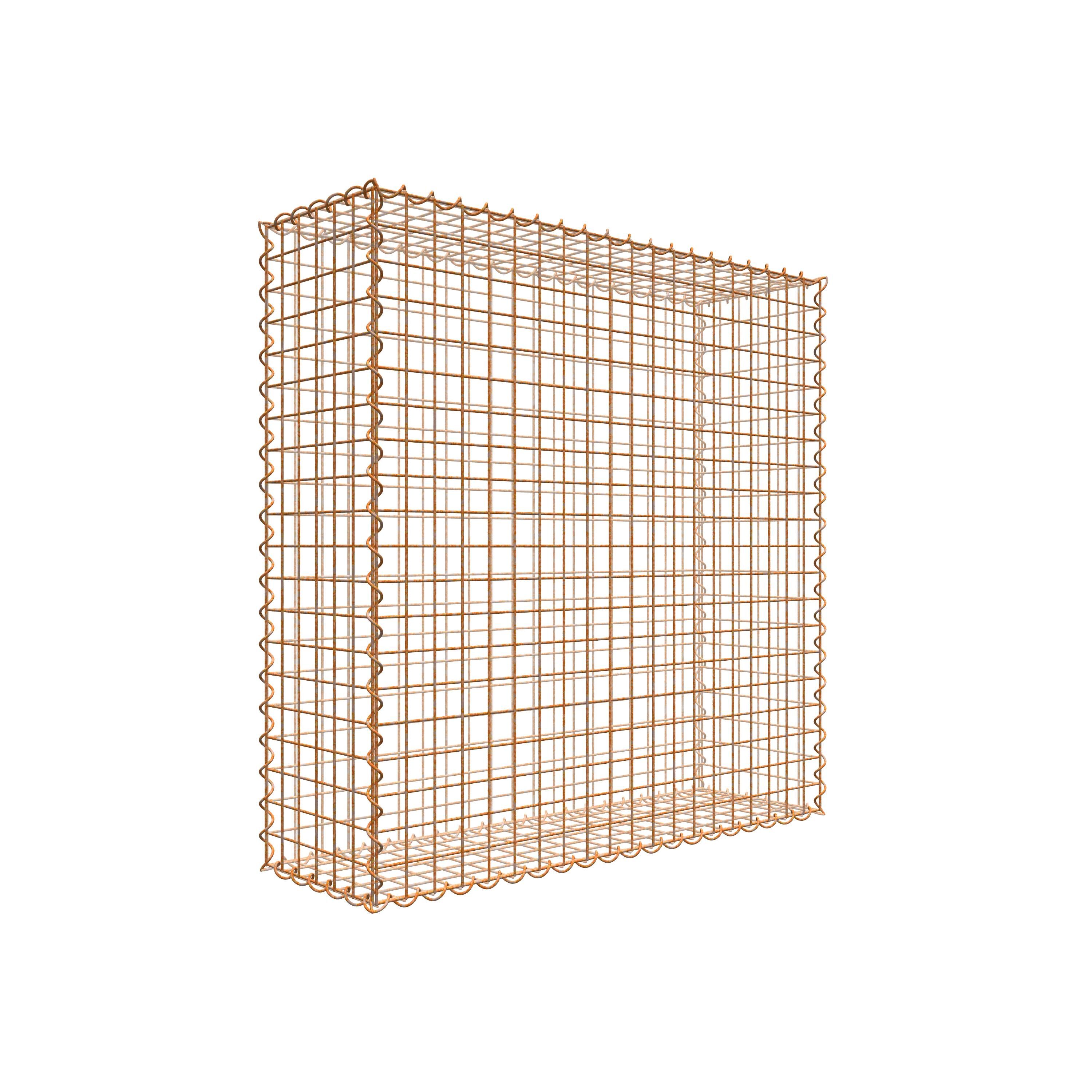 Rostige Gabione 100 cm x 100 cm x 30 cm (L x H x T), Maschenweite 5 cm x 5 cm, Spirale