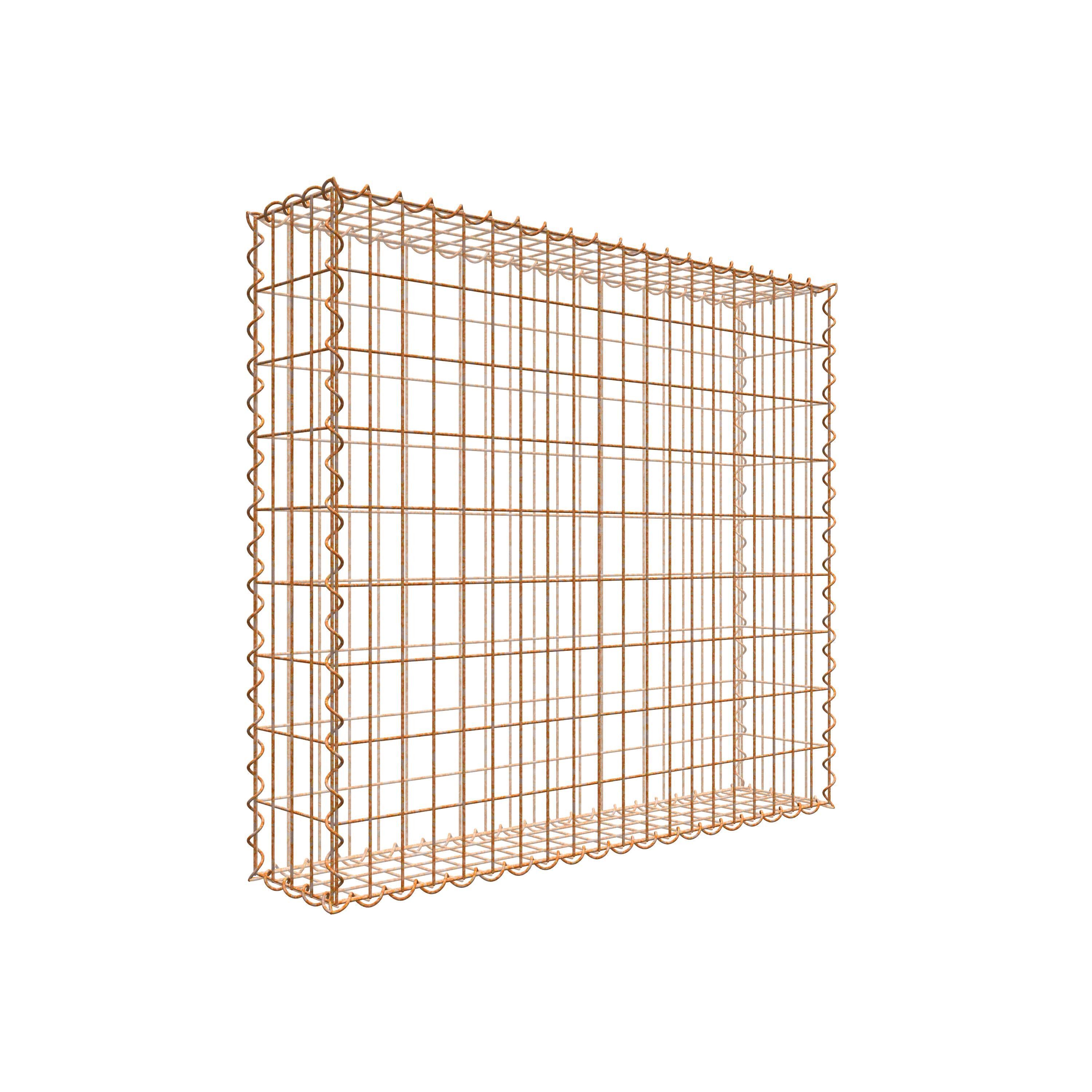 Rostige Gabione 100 cm x 90 cm x 20 cm (L x H x T), Maschenweite 5 cm x 10 cm, Spirale