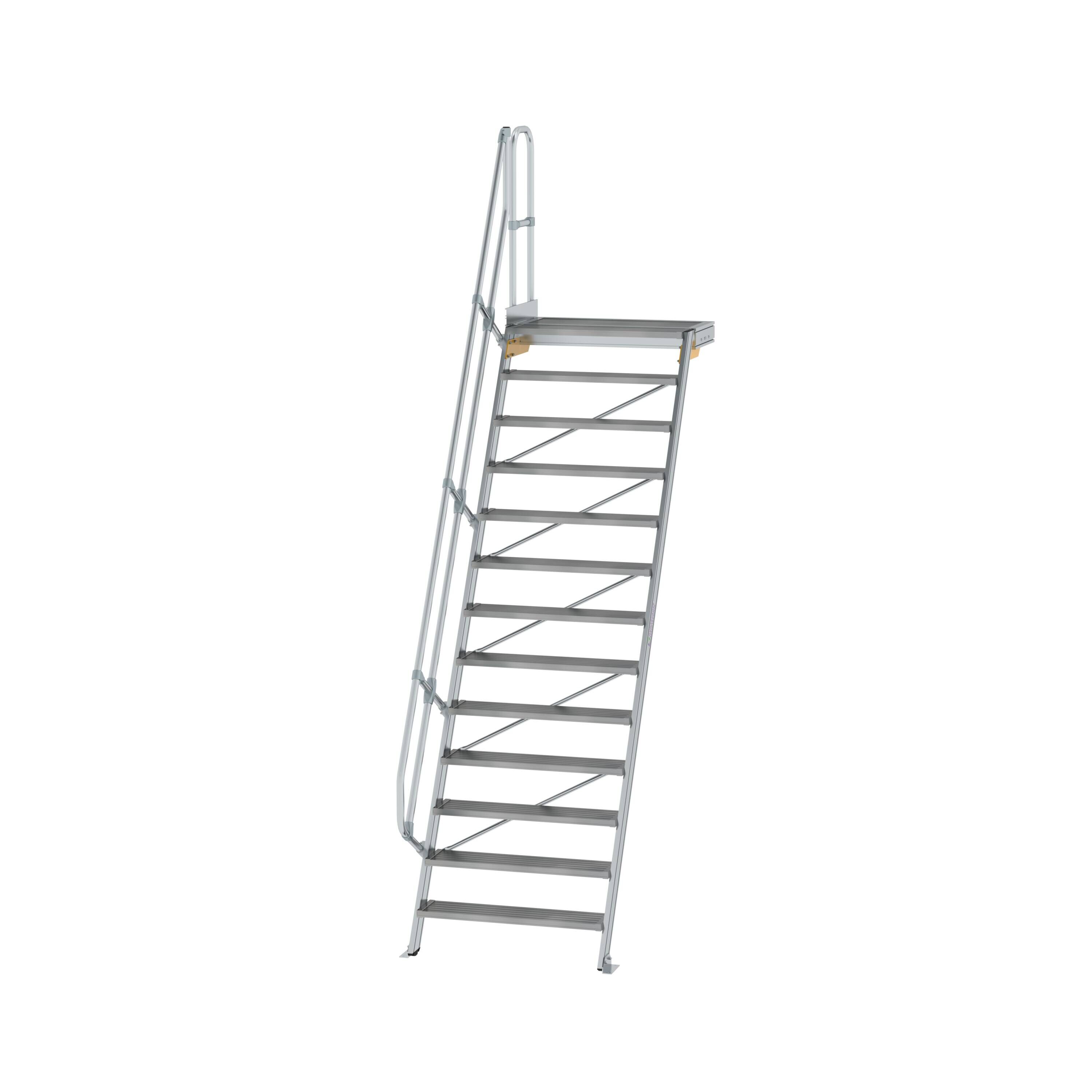 MUNK6004131775762197bobbie Treppe mit Plattform 60° Stufenbreite 1000 mm 13 Stufen Aluminium geriffelt