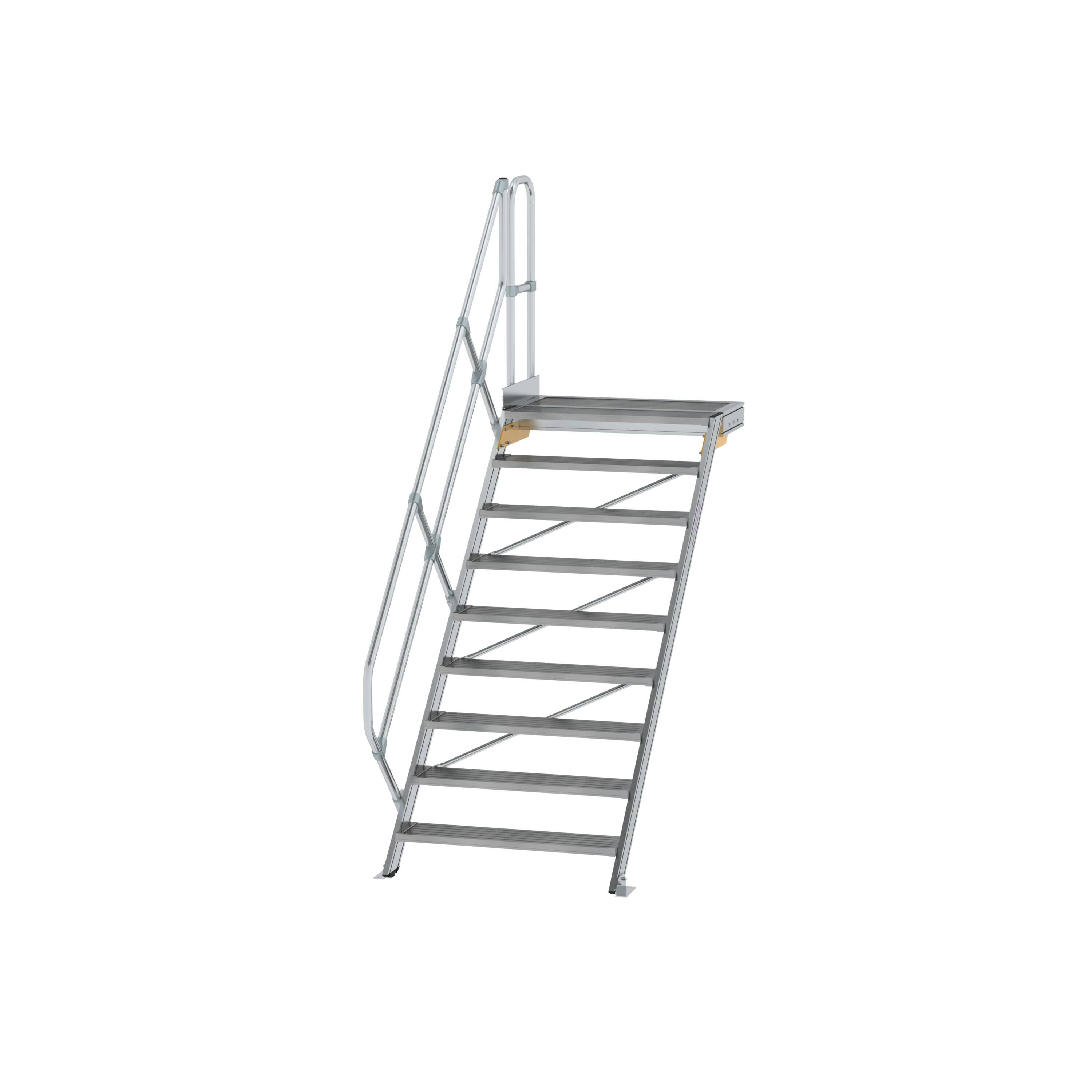 MUNK6004691775762212bobbie Treppe mit Plattform 45° Stufenbreite 1000 mm 9 Stufen Aluminium geriffelt