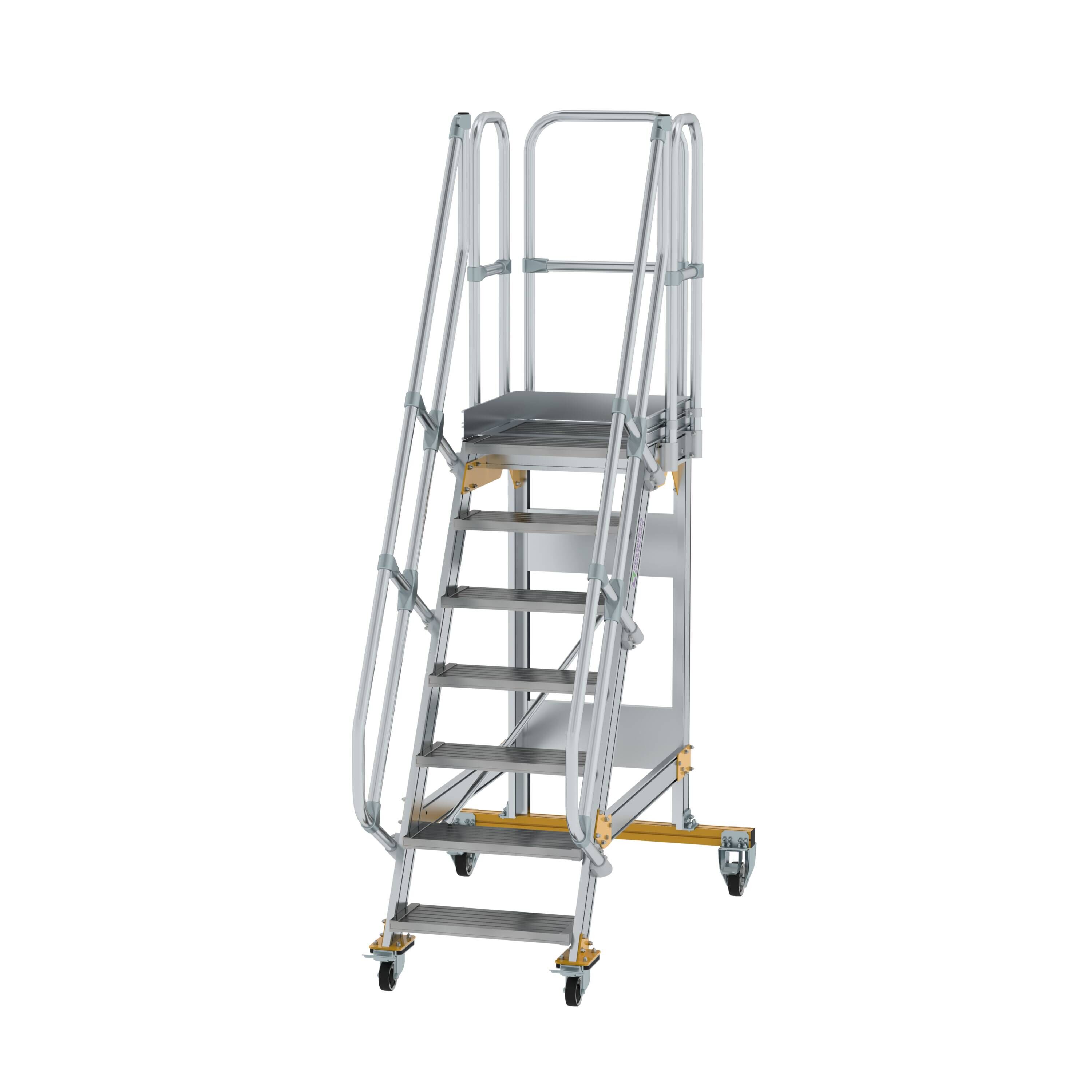 MUNK6007071775762229bobbie Plattformtreppe fahrbar 60° Stufenbreite 600 mm 7 Stufen