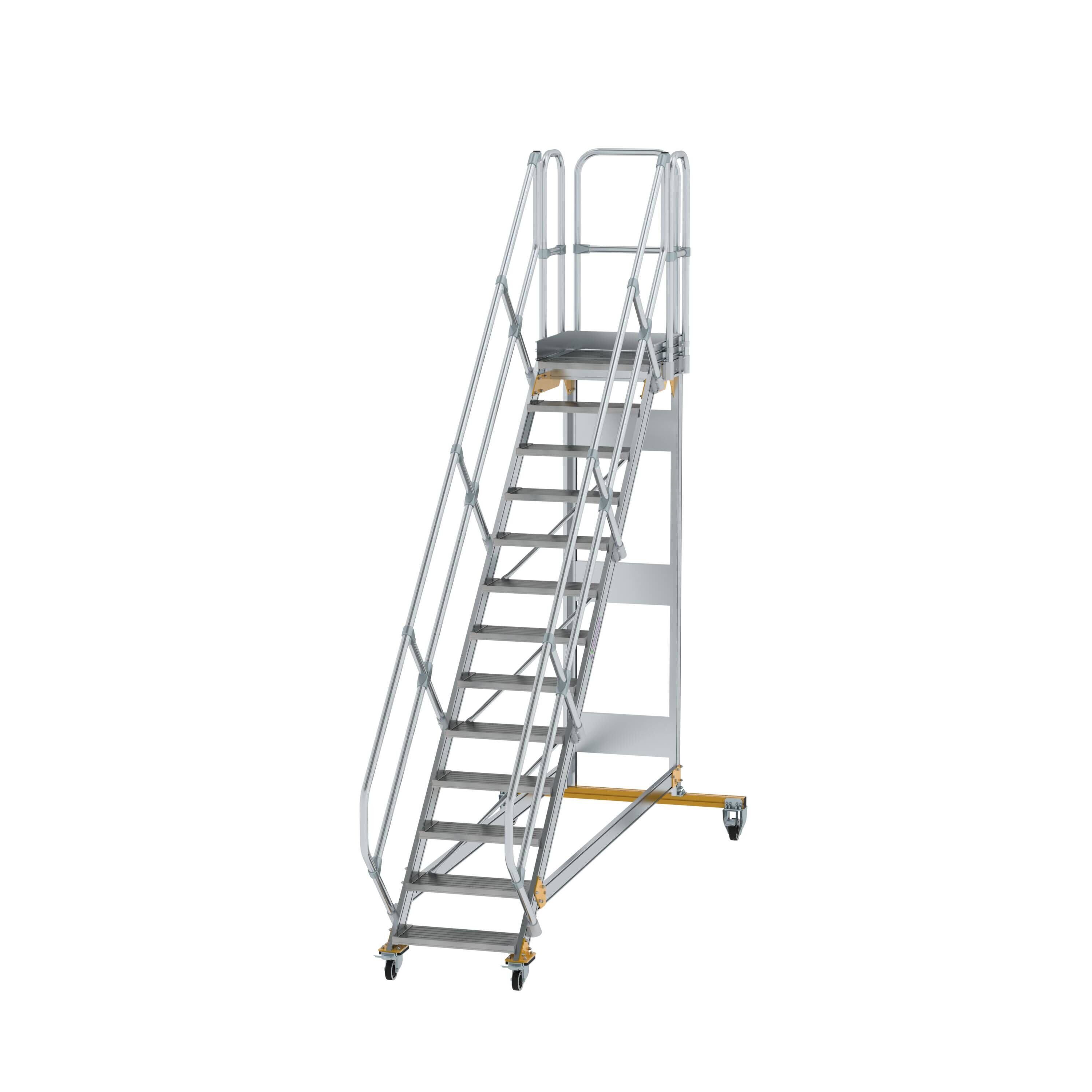 MUNK6007731775762245bobbie Plattformtreppe 45° fahrbar Stufenbreite 600 mm 13 Stufen Aluminium geriffelt
