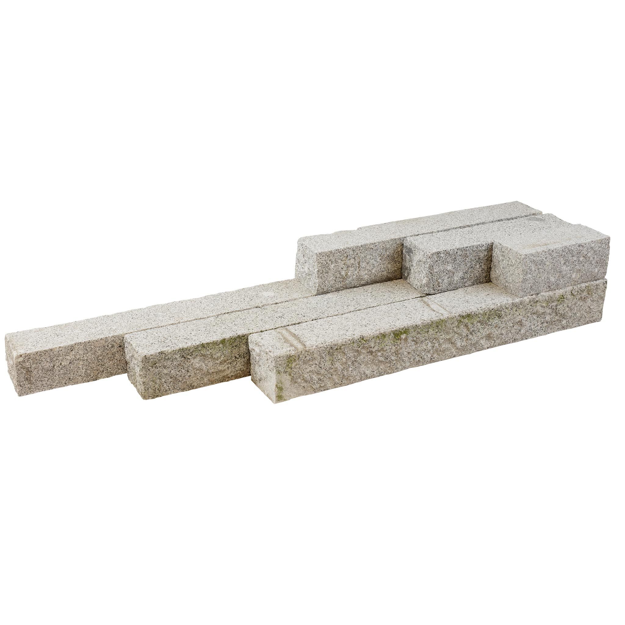 Palisaden, Granit grau (Rock), gesägt und gestockt, 12x12x75 cm