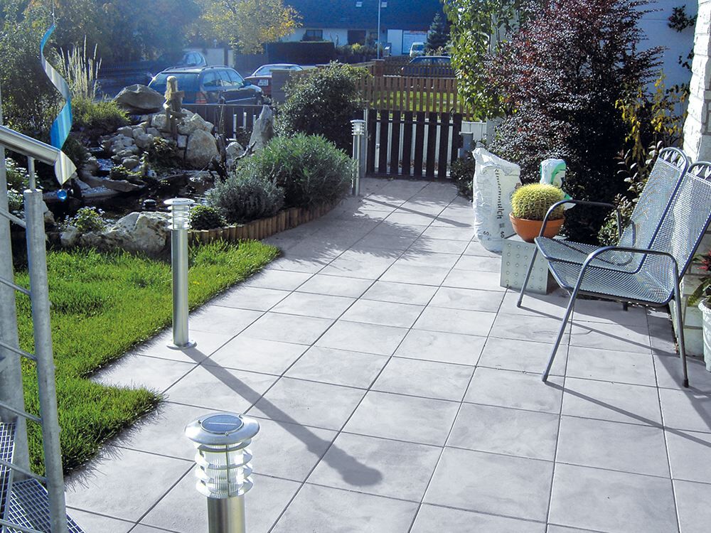 DIEPHAUS Terrassenplatte RUSTICA Weiß-Schwarz Geflammt 40/40/4 CM