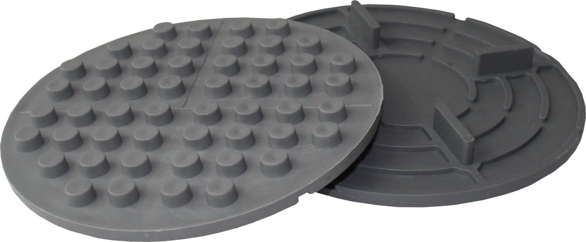 Platte gummierter Kunststoff mit Noppenboden VPN-GKU, 10 mm Höhe, 4x10 mm Fuge, ⌀140 mm, 4 Stege (20 Stk.)