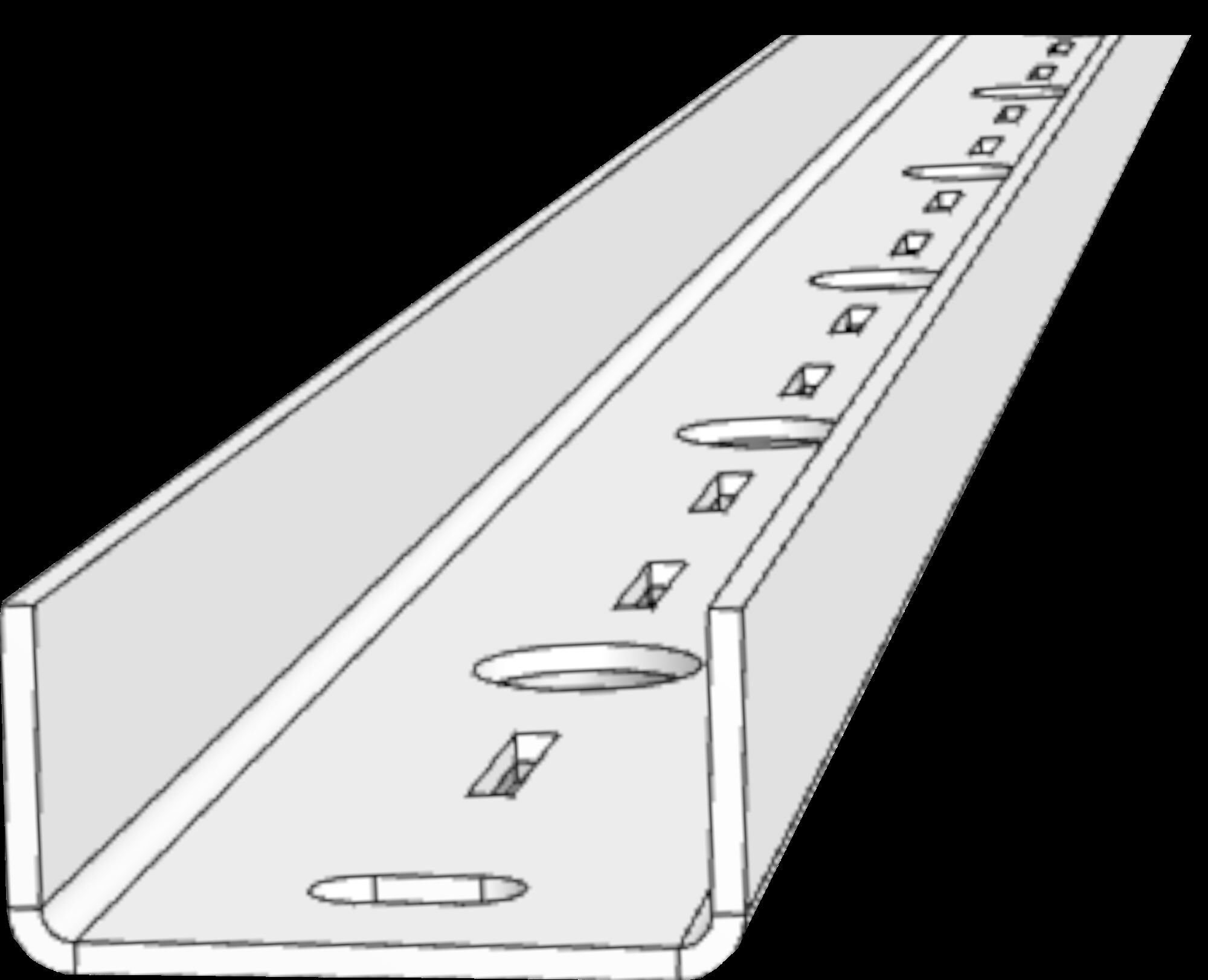 Alu-Unterstützungsprofil gelocht KR-U, für Kastenrinne, 65x33x3 mm x 2 m