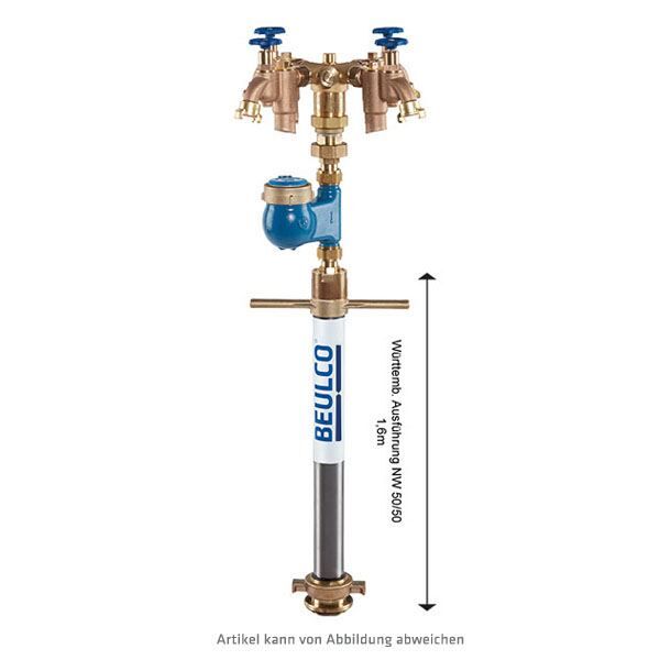 Trinkwasser-Standrohr, würrtemb. NW50/50, mit Wasserzähler Qn6 und 4x Systemtrenner BA DN20