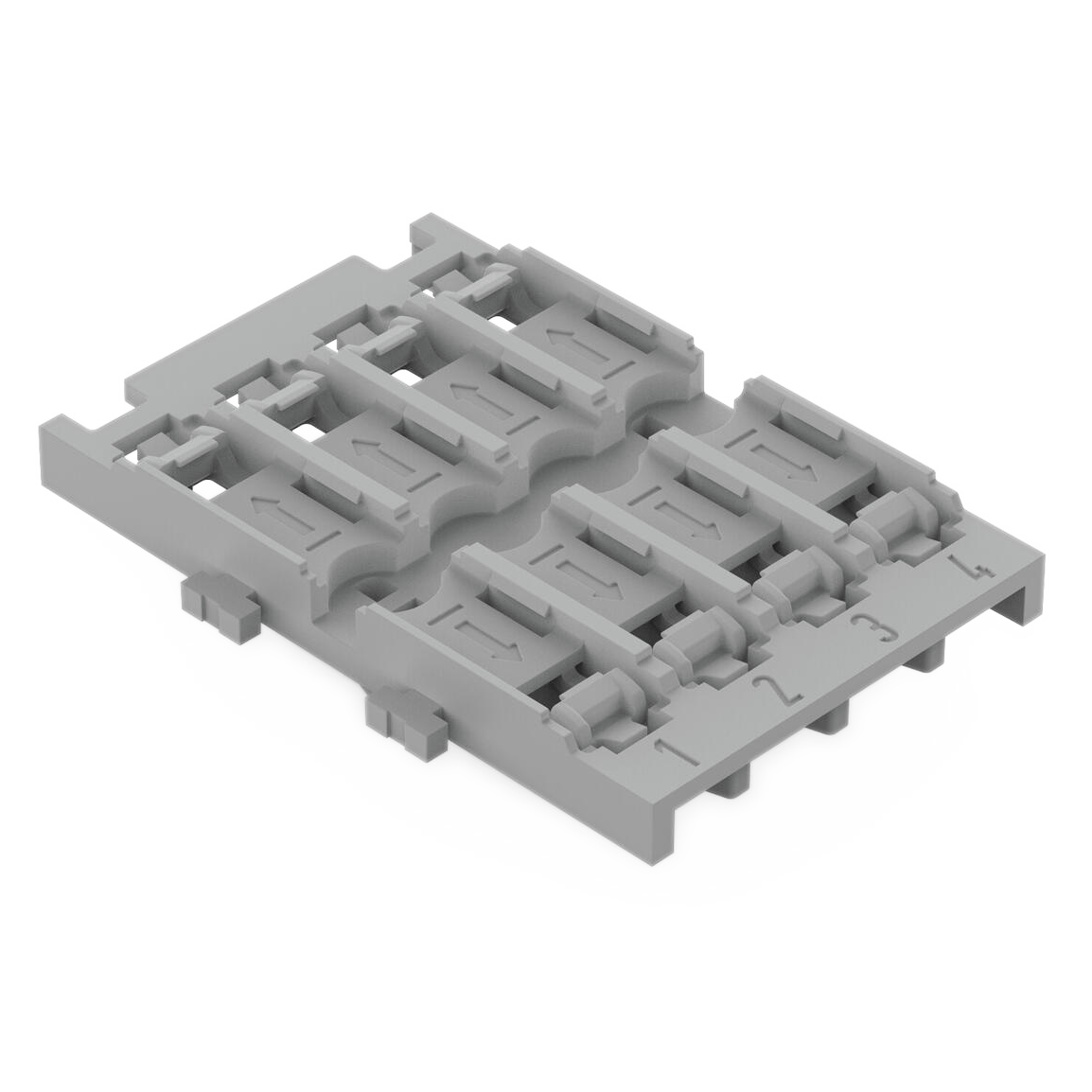 Befestigungsadapter WAGO, 4-fach, für Durchgangsverbinder mit Hebel,Rastfuß,grau