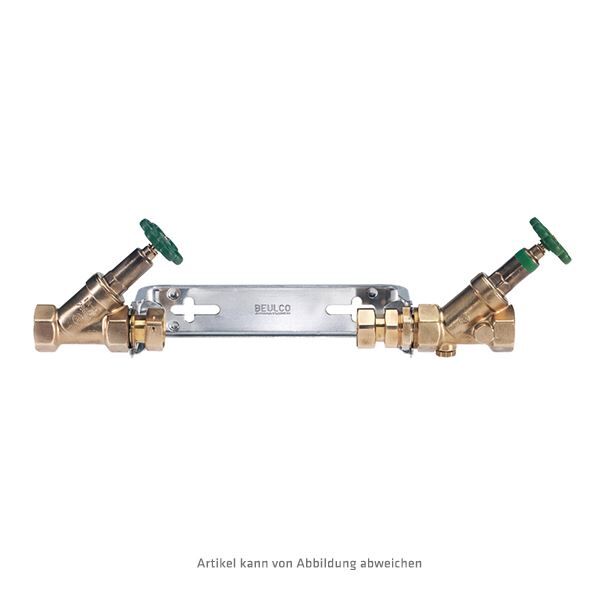 Wasserzähleranschlussgarnitur Q3=10 (alt Qn6) 1 1/4"x1 1/4" für senkrechten Zählereinbau Bügel offen, vestellbar - Modell 64222E, Wandabstand 112-172mm. Q3 = 10 (vorher Qn 6) Einbaulänge 260mm LAV B 60