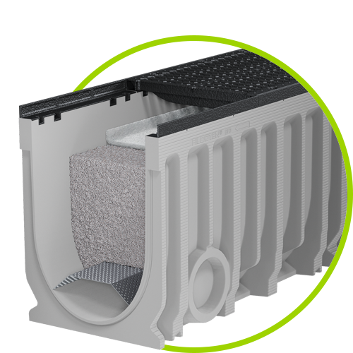 BG-AQUA, green G NW 400 Nr. 30-0, BH 640, mit Gusszarge, ohne Gefälle, Baulänge 1000