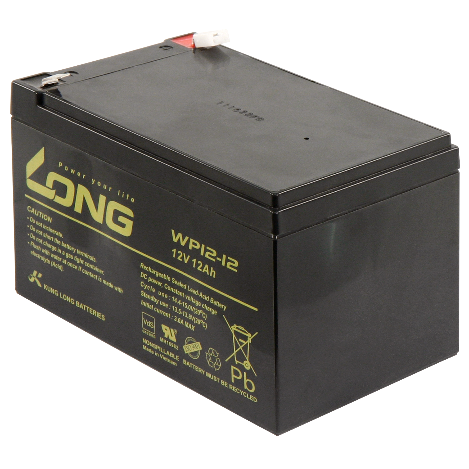 Bleiakku KUNG LONG ''WP12-12'' 12V/12 Ah, VdS, 151x99x100 mm, 4,27 kg