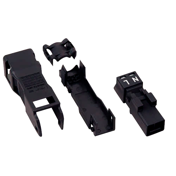 Buchse mit Zugentlastungsgehäuse WAGO, 2-polig, 1,5mm², schwarz