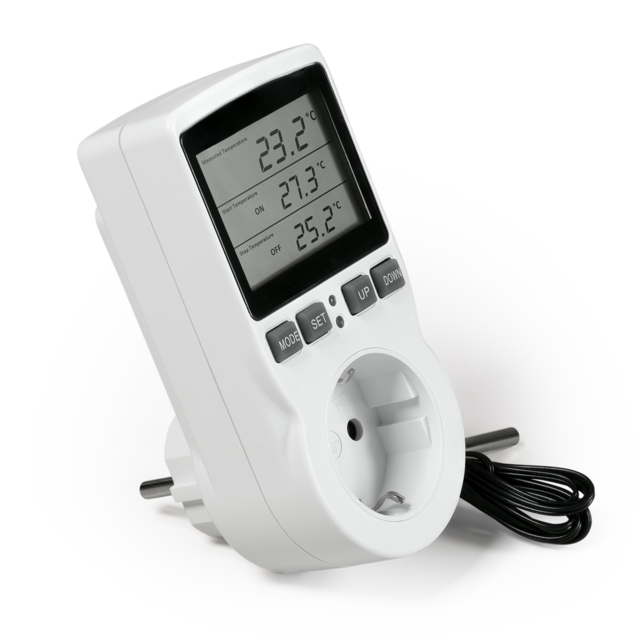 Digitales Steckdosen-Thermostat McPower ''TCU-441'' -40-120°C, Kabel + Außenfühler