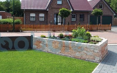 BOSSANTIK LIGHT MAUERBLOCK - Halbstein zweiseitig gebrochen - sandstein-gelb