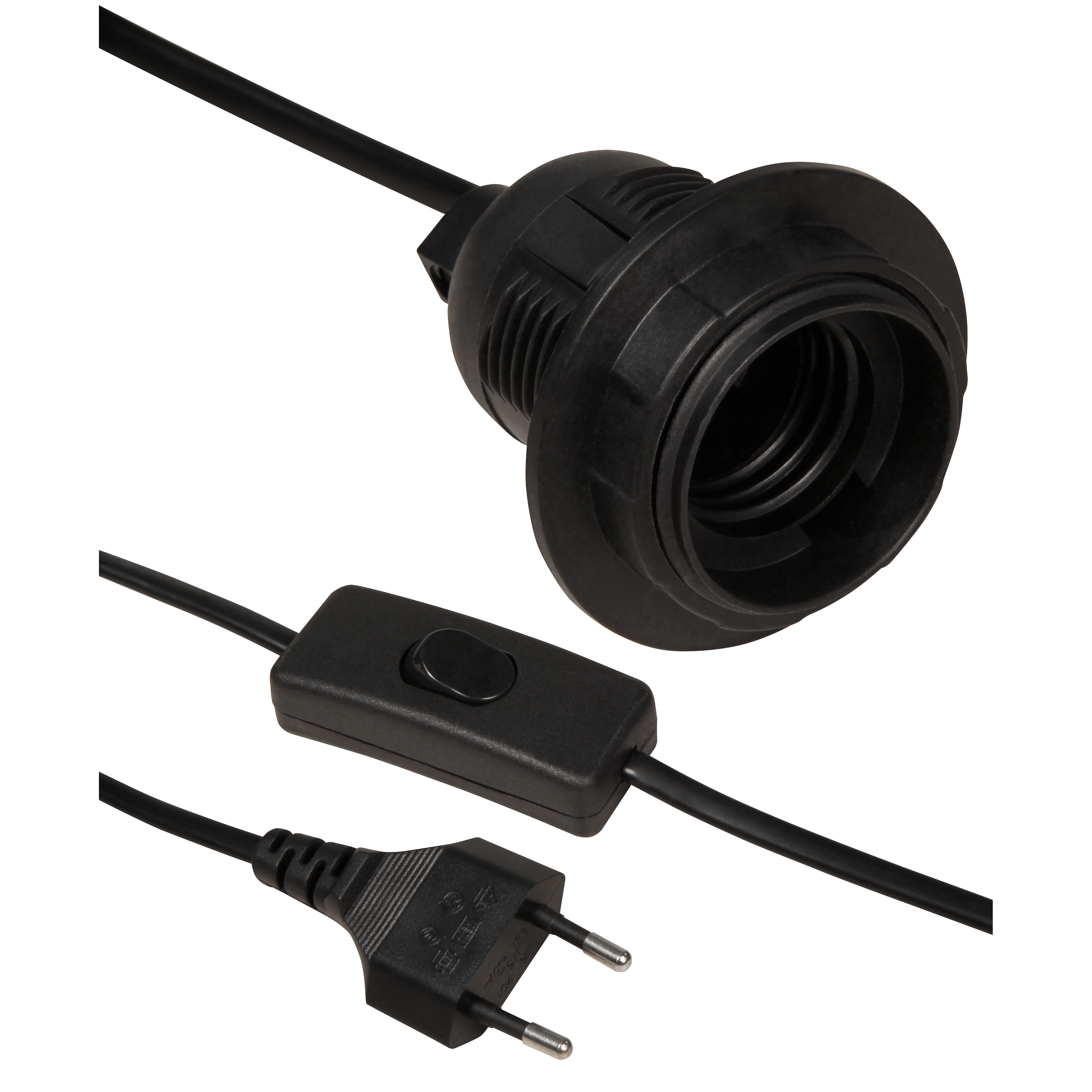 Euro Netzkabel McPower mit Schnurschalter und E27 Fassung 3 5m
