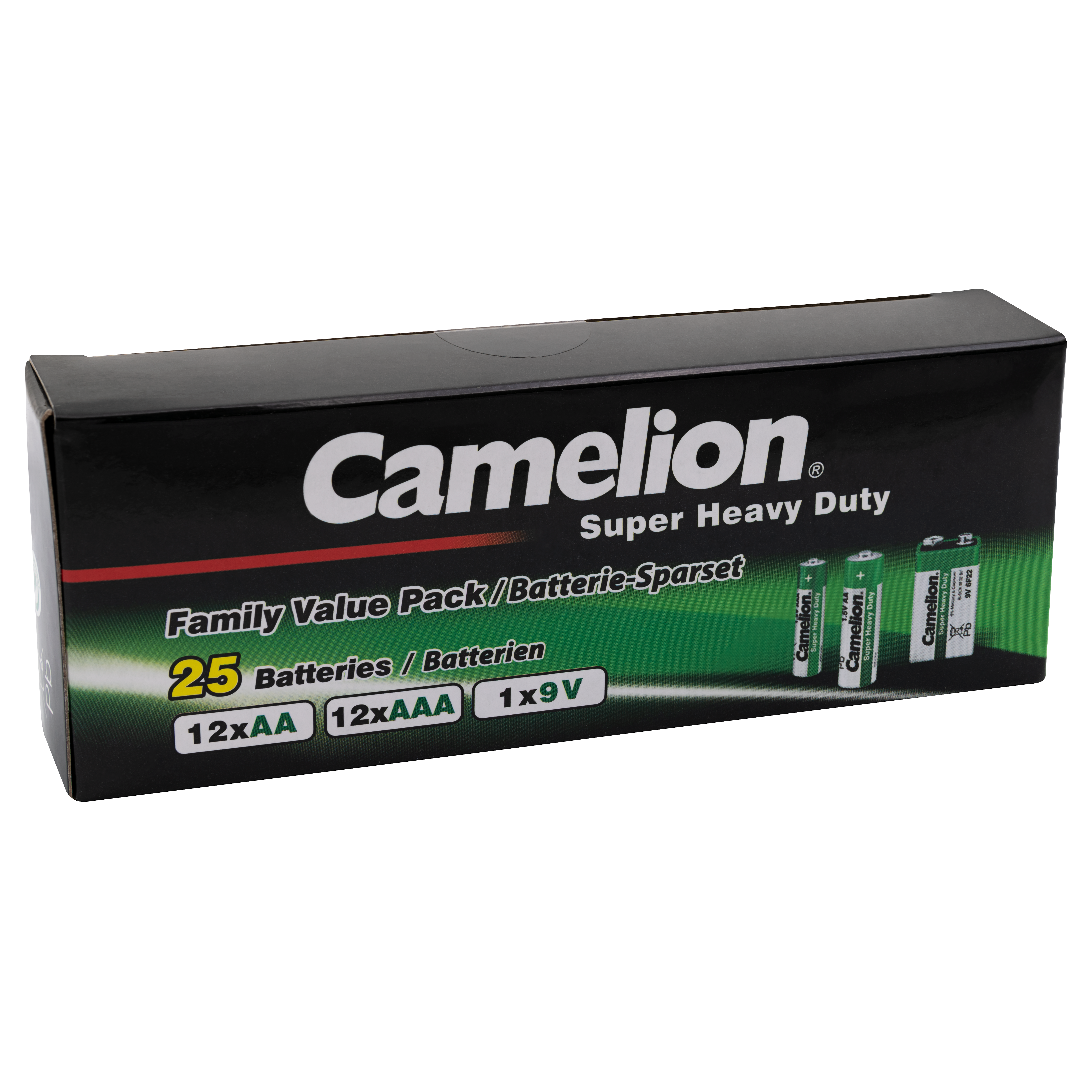 Familien Pack Super Heavy Duty 25Set, 12x AAA + 12xAA + 1x9V Block