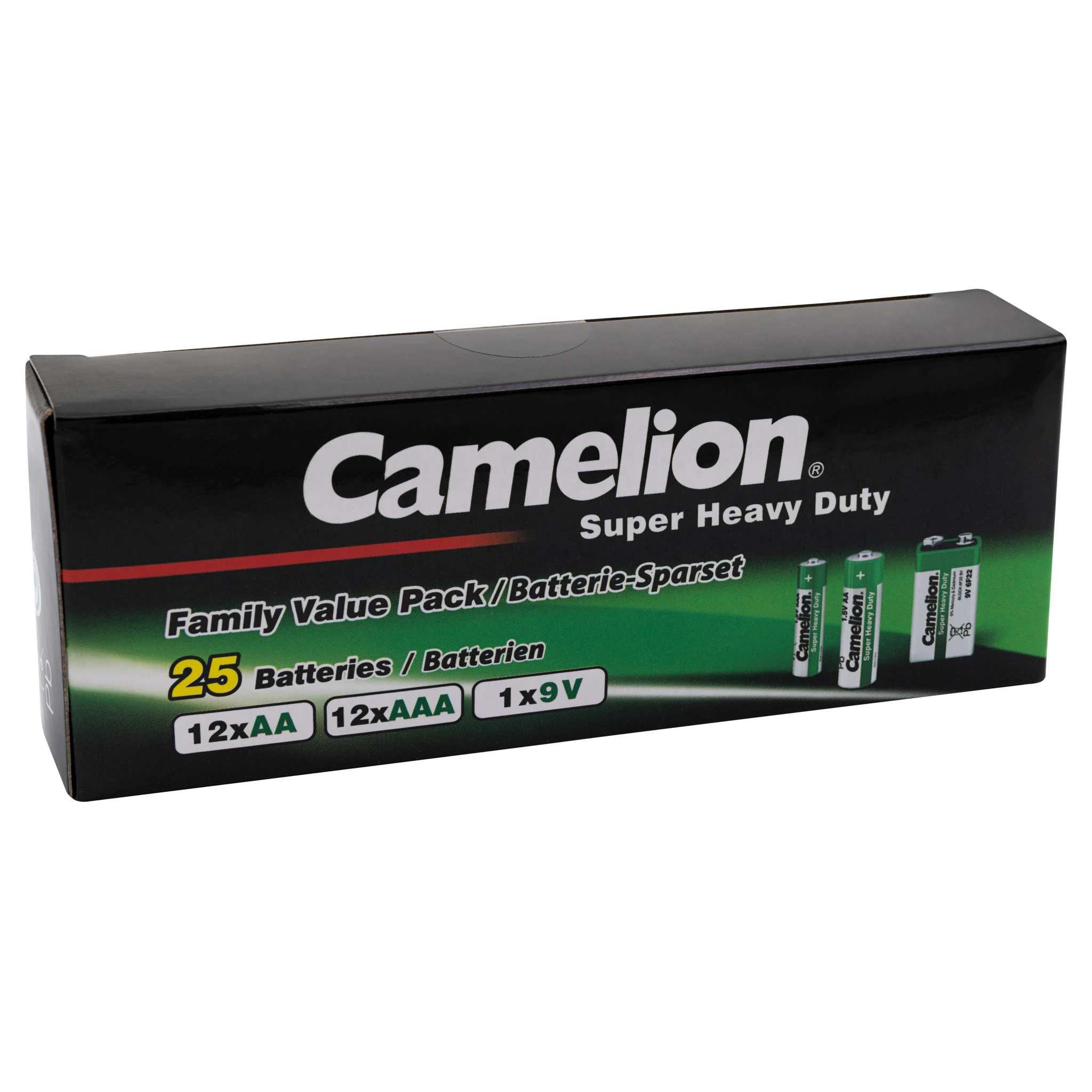 Familien Pack Super Heavy Duty 25Set, 12x AAA + 12xAA + 1x9V Block