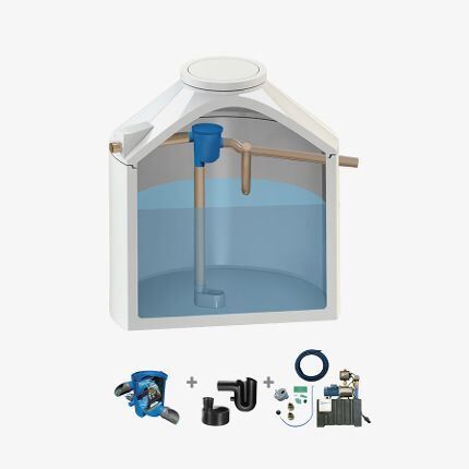 FUCHS Aqualith Betonzisterne - Komplettpaket profi - 8,9 m3 Speichervolumen