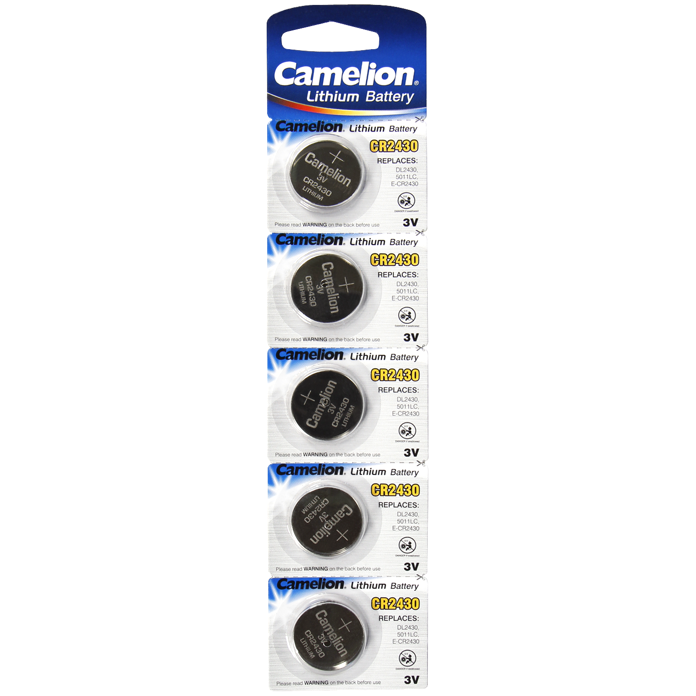 Knopfzelle CAMELION, CR2430 3,0V, Lithium, 5er-Blister