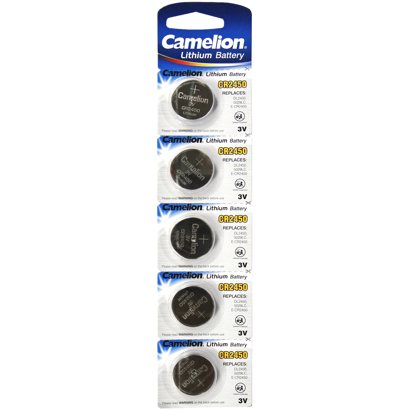 Knopfzelle CAMELION, CR2450 3,0V, Lithium, 5er-Blister