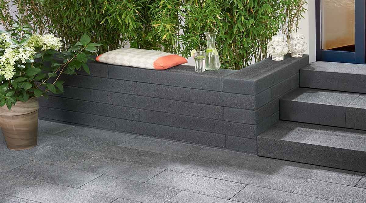Mauerstein, LAZEA MAUER NORMALSTEIN, 98x25x10, Basalt-Anthrazit
