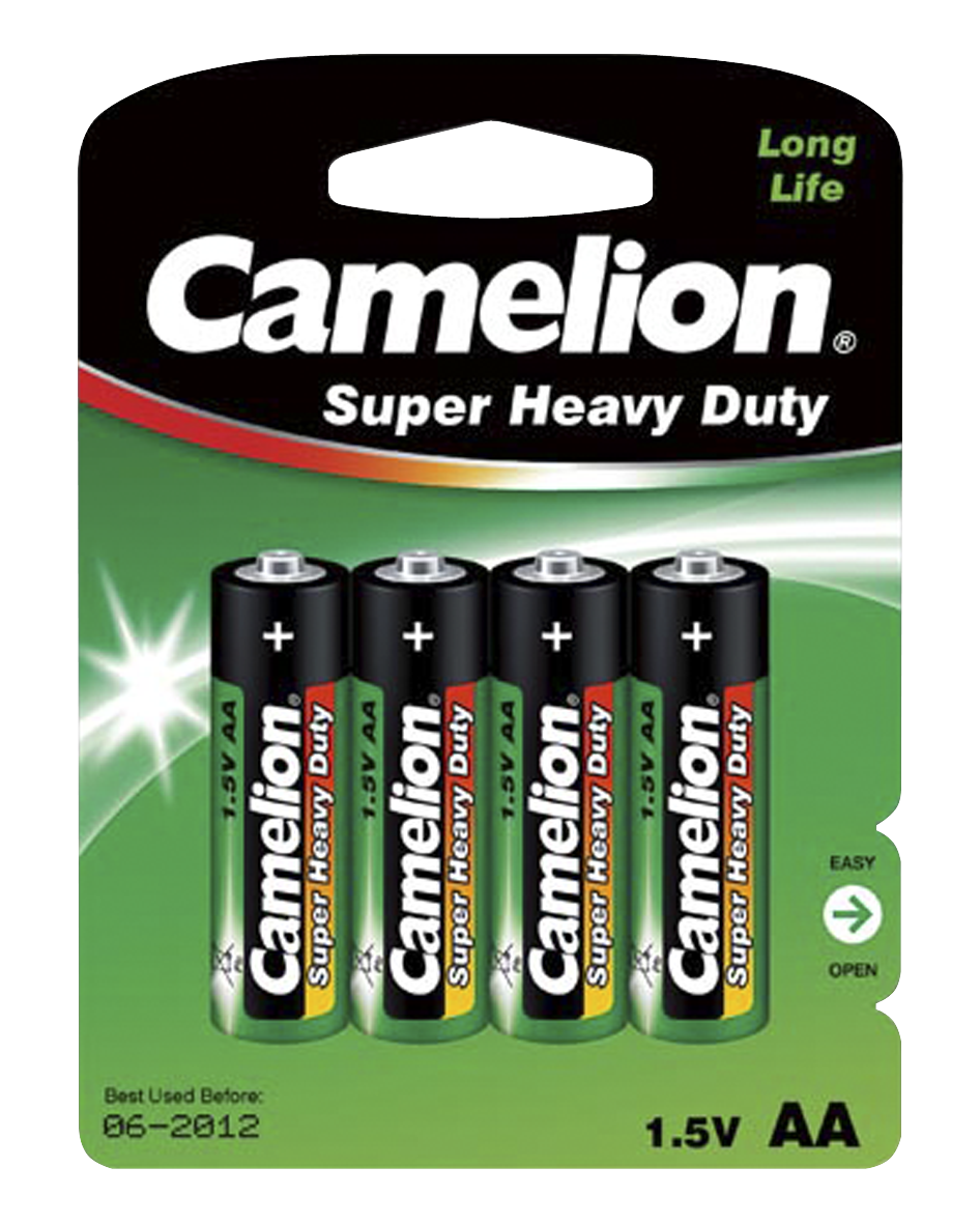 Mignon-Batterie CAMELION Super Heavy Duty 1,5 V, Typ AA, 4er-Blister