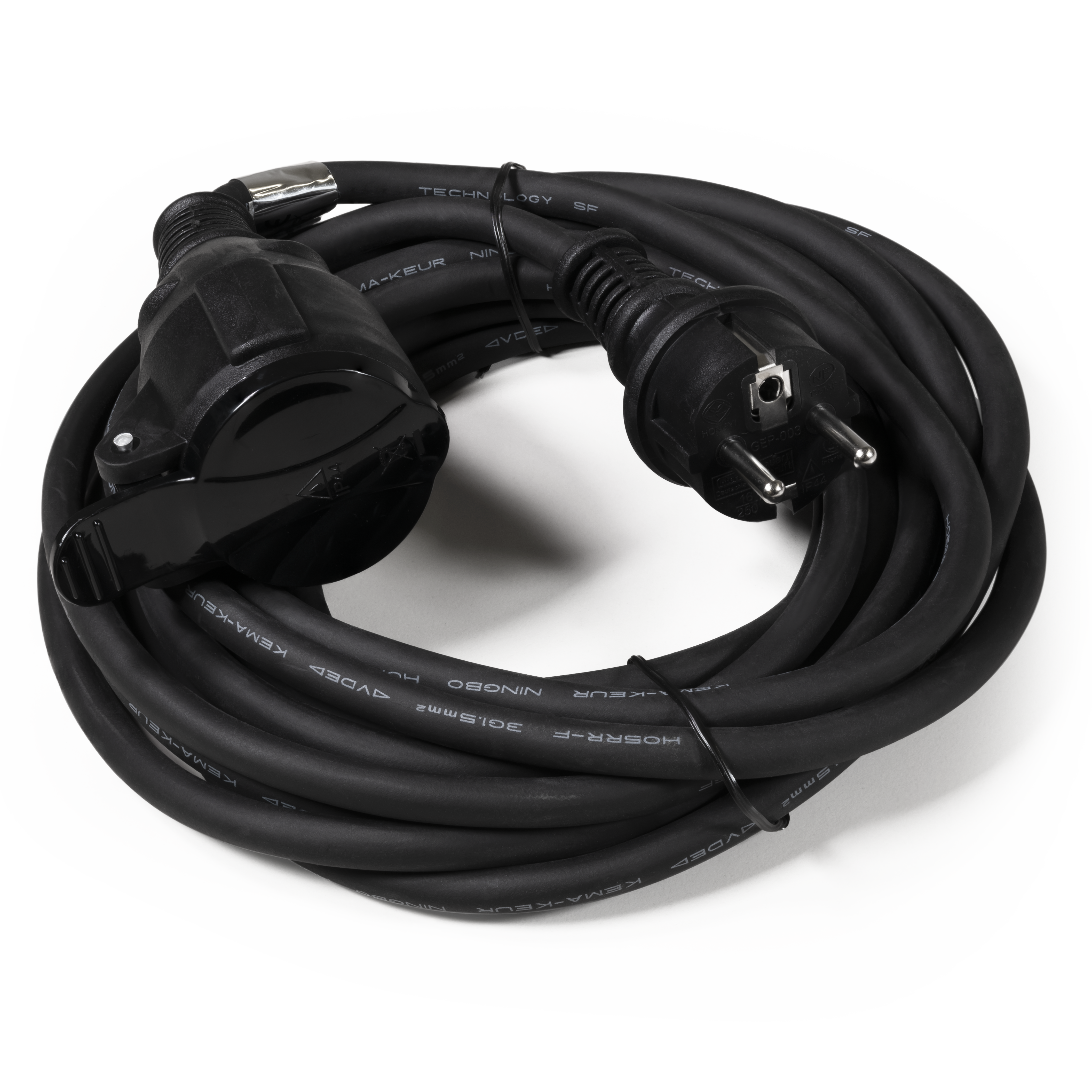 Netzkabel Schutzkontakt-Verlängerung McPower, 5m, 3x1,5mm², IP44, schwarz