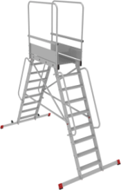 Industrielle Podestleiter aus Aluminium, mobil, beidseitig begehbar, NV 552 2x4