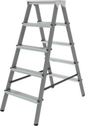 Stufenleiter aus Stahl, beidseitig begehbar, NV 1160