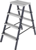 Stufenleiter aus Aluminium, beidseitig begehbar, mit Plattform 260×350 mm, NV 2140 2x5