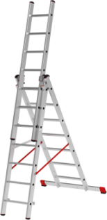 Sprossenleiter aus Aluminium, dreiteilig, NV 3230 3x12