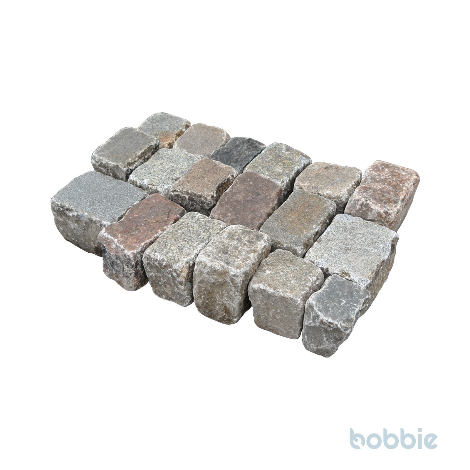 Granit-Reihensteine, "Hamburger", bunt, gebraucht, ca. 13-15x15-21x16-18 cm