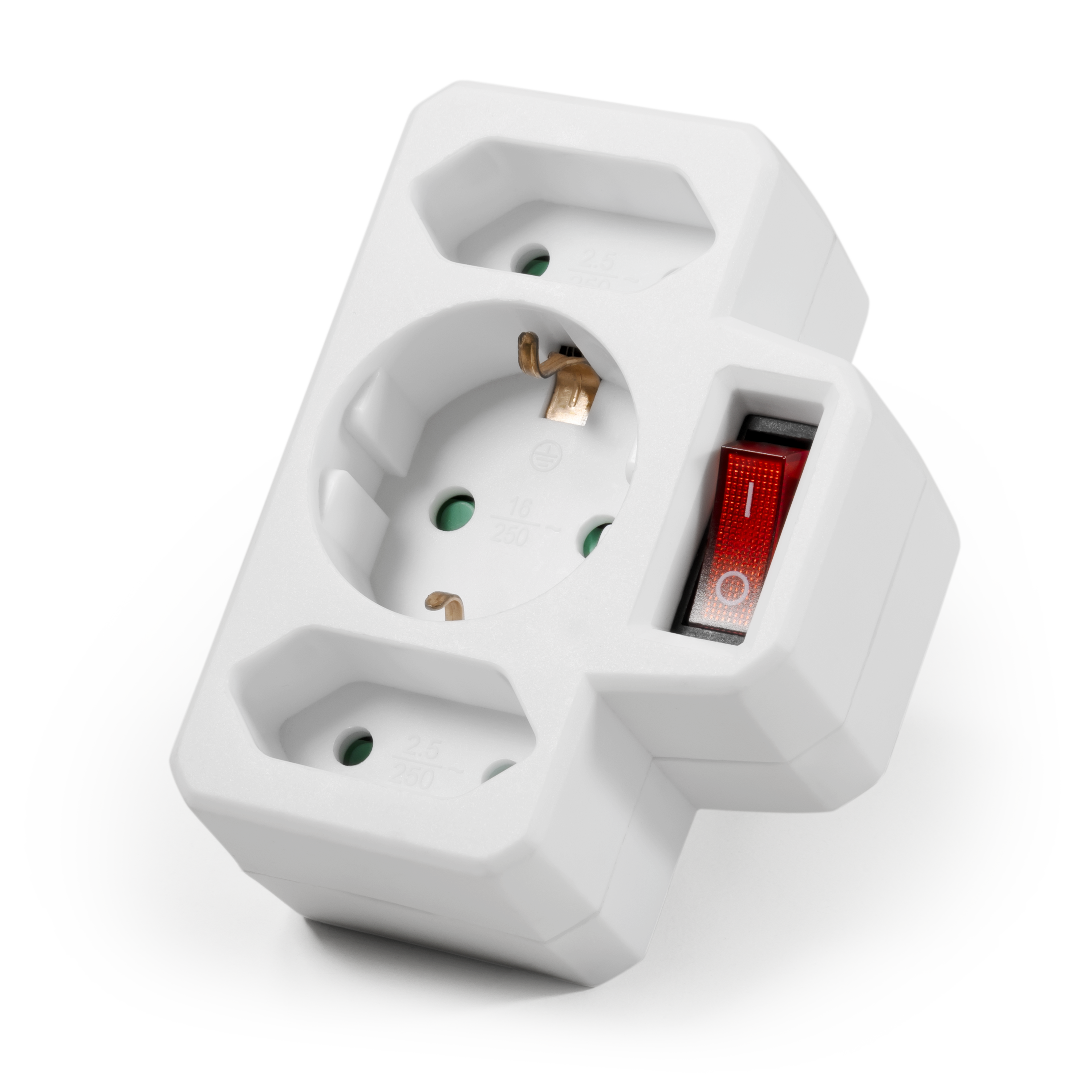 Steckdosenadapter McPower, 1x Schutzkontakt, 2x Euro, mit Schalter