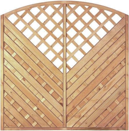 Maxi-Diagonal-Bogen-Serie Rankaussch. grün 180 x 180/160 cm Rahmen 45/45 mm. Lamellen geriffelt & geschraubt