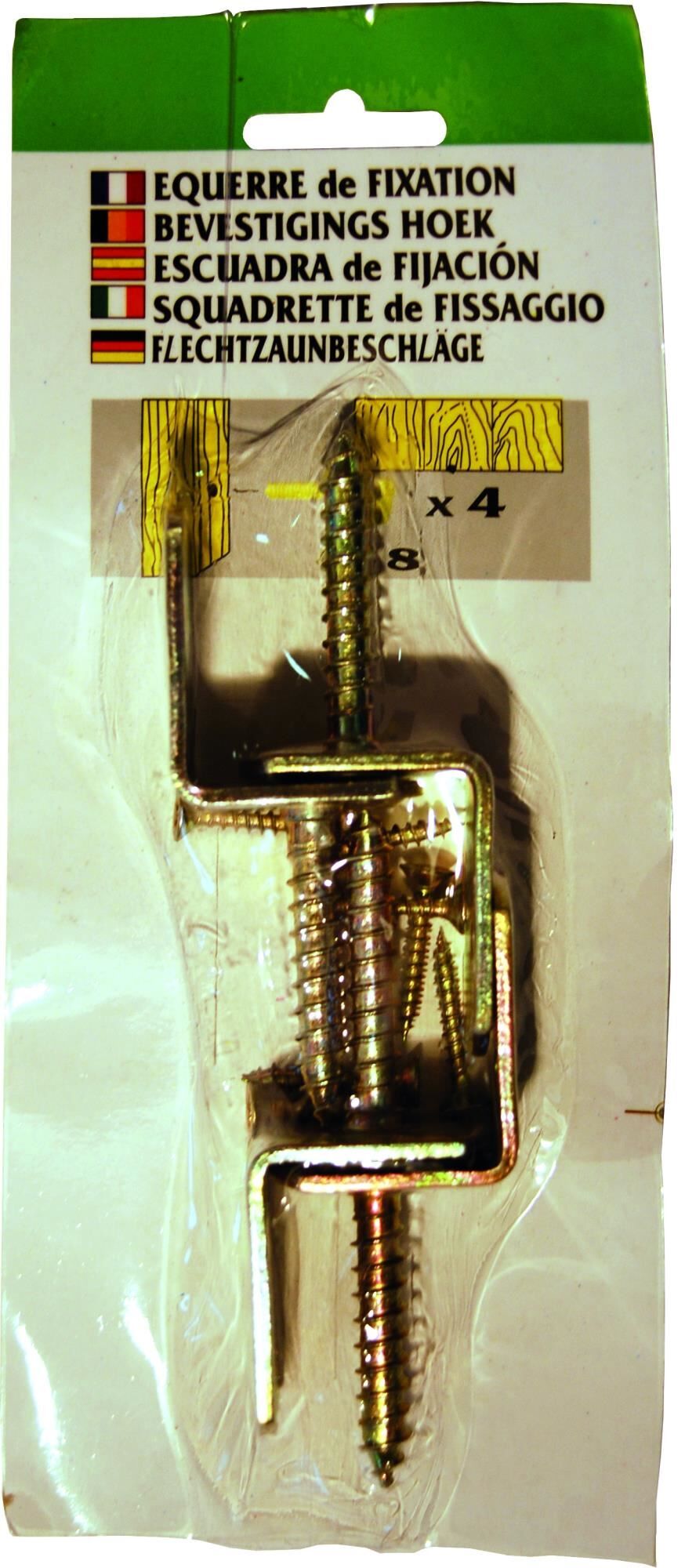 TETZ176021676469023bobbie Winkelbeschlag 4er-Karte. gelb verzinkt.  geblistert. mit Schrauben  # 1 Stück = 1x 4er-Karte #