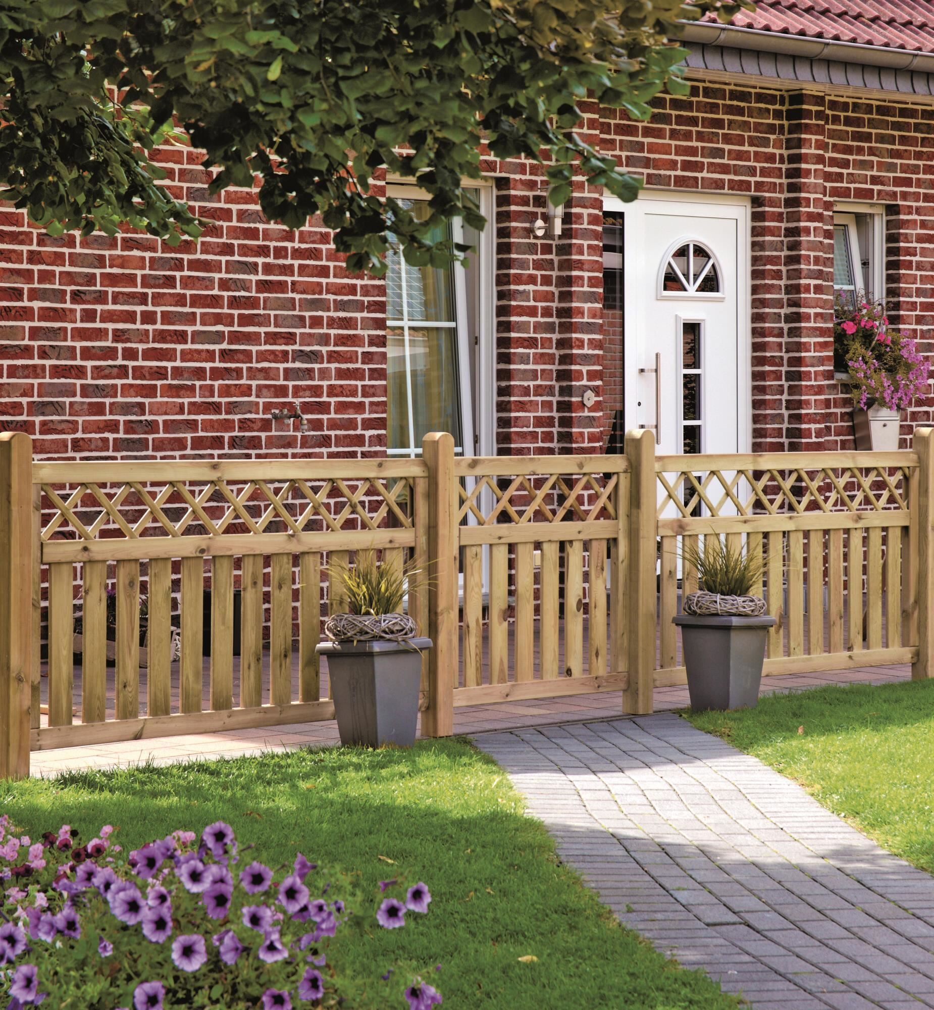 Gartenzaun Senkrecht Ranki.Rahmen 45/70 mm. Latten 16/90 mm. glatt KAMPEN-Serie